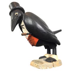 Vintage Wooden Old Crow Whiskey Advertising Display, Early 20th Century