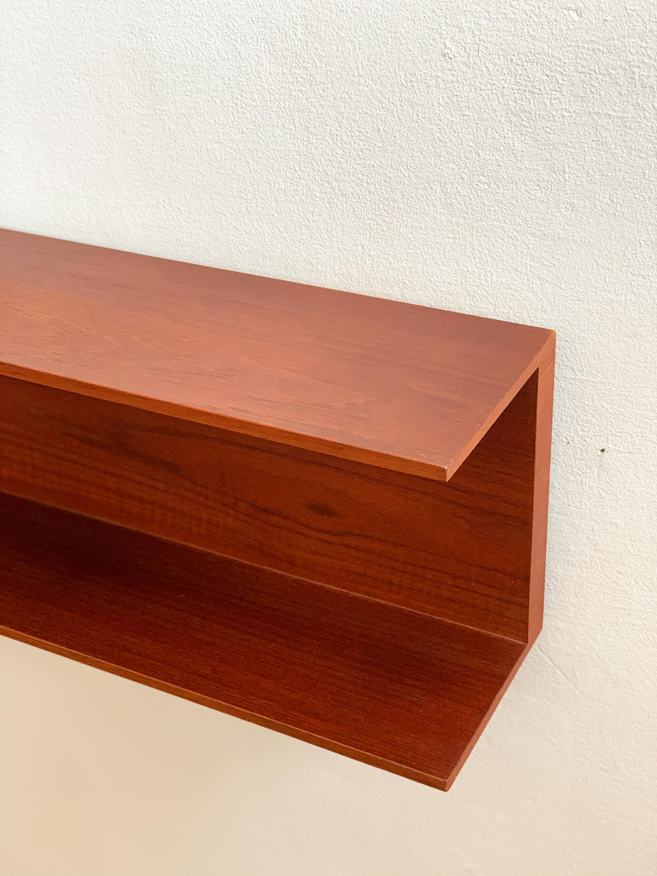 Mid-Century Modern Wooden Open Wall Shelf by Walter Wirz for Wilhelm Renz, Germany, 1960s For Sale