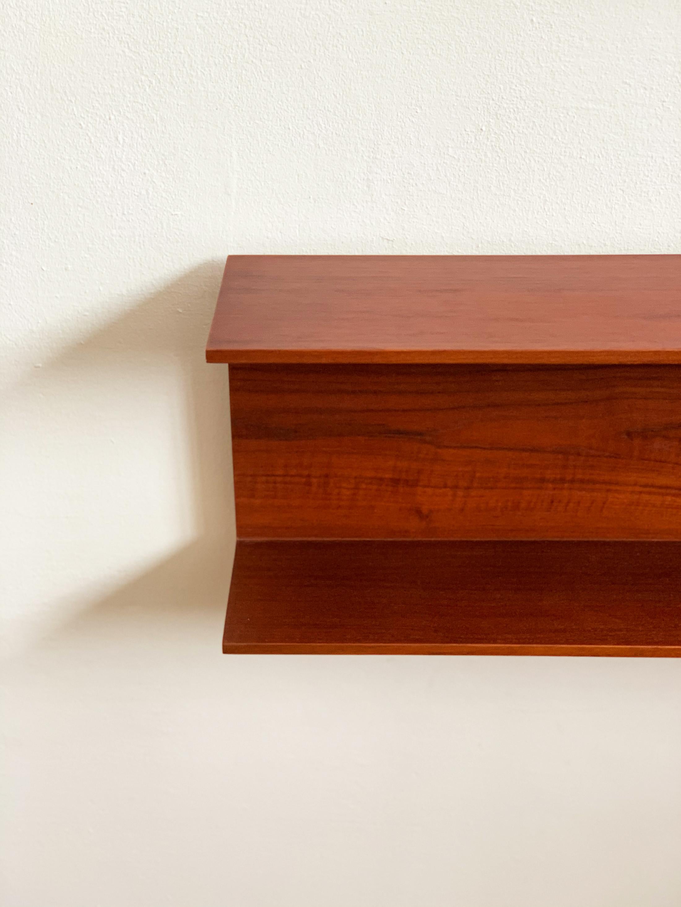 Veneer Wooden Open Wall Shelf by Walter Wirz for Wilhelm Renz, Germany, 1960s For Sale