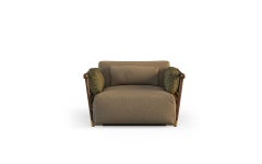 Wooden Outdoor Lounge Chair with Rope and Metallic Details