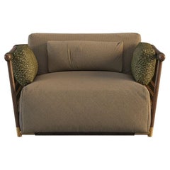 Wooden Outdoor Lounge Chair with Rope and Metallic Details