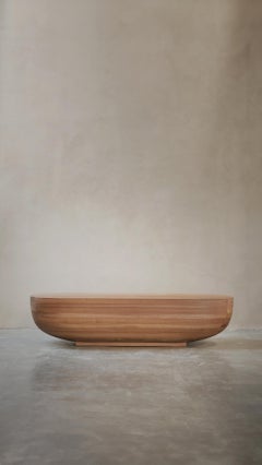 Wooden Oval Coffee Table, Fishes Series 14 by Joel Escalona