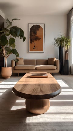 Wooden Oval Coffee Table, Fishes Series 16 by Joel Escalona