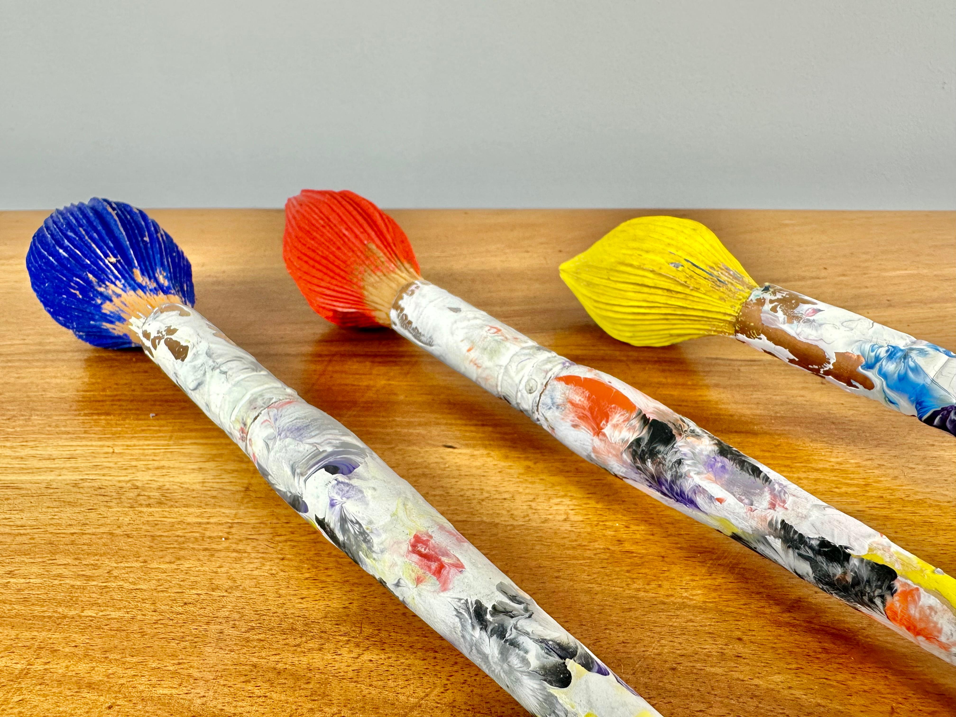20th Century Wooden Paint Brushes by Livio De Marchi, Signed - Set of 3 For Sale