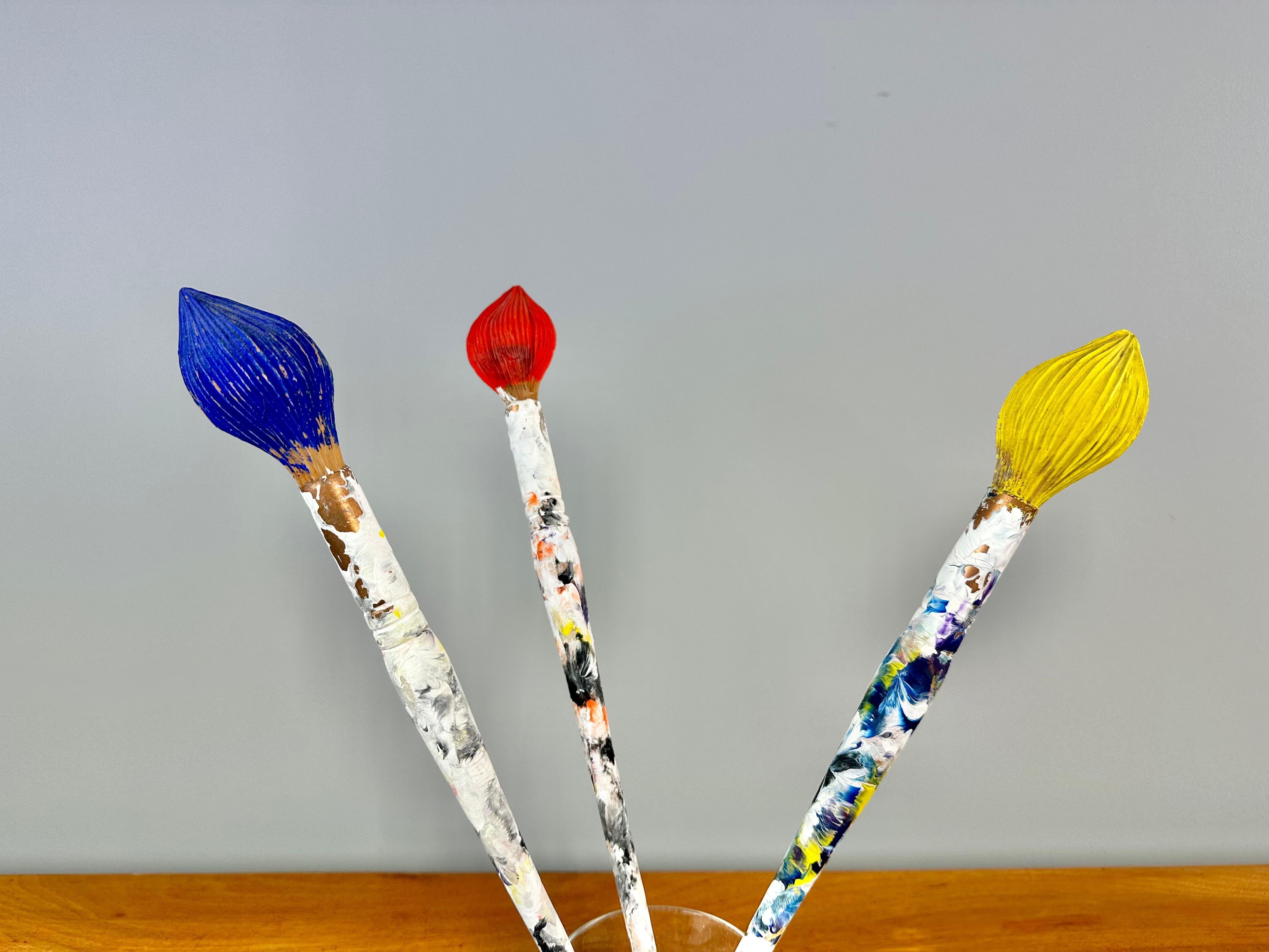 Wooden Paint Brushes by Livio De Marchi, Signed - Set of 3 For Sale 2
