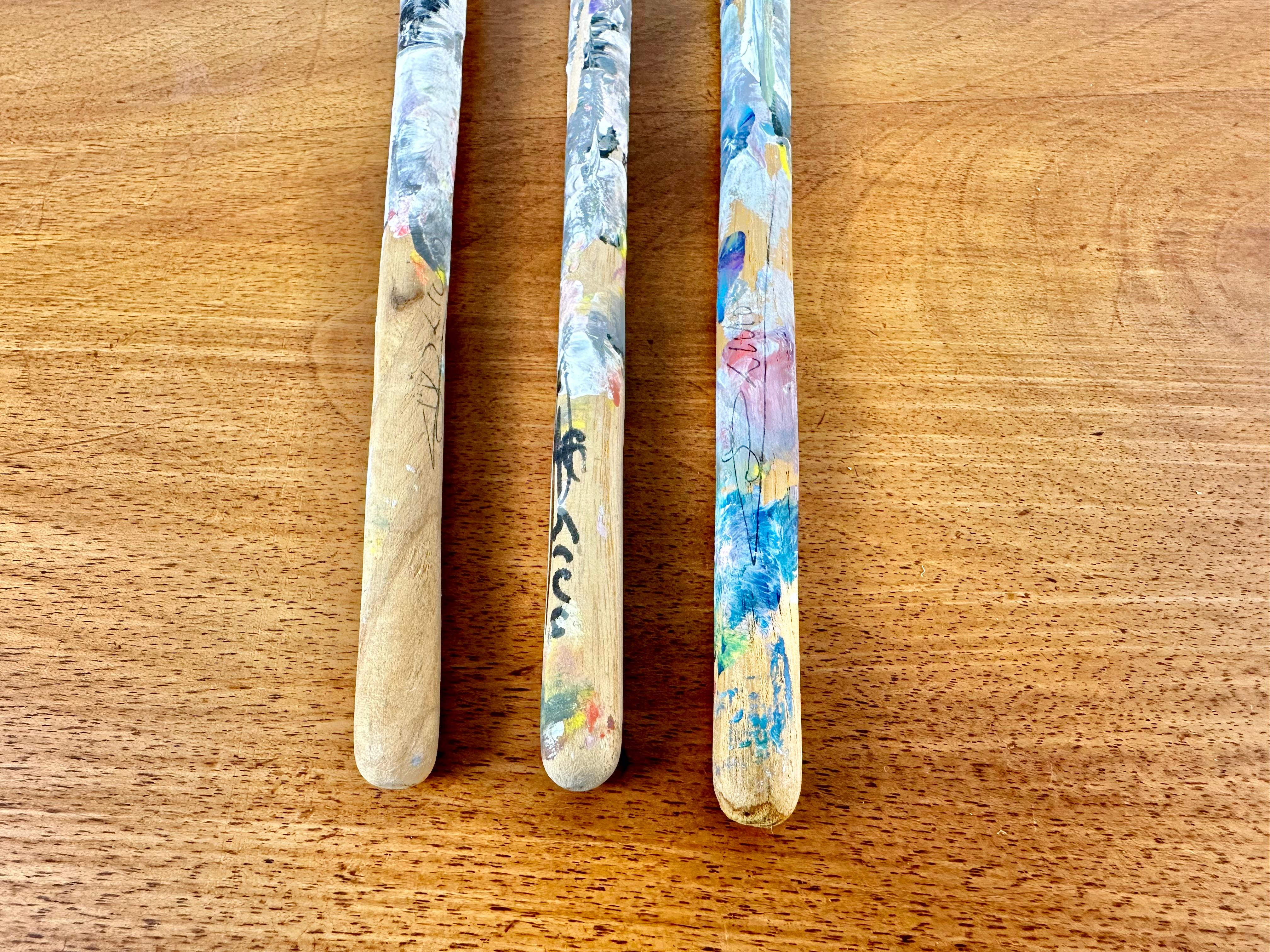 Wooden Paint Brushes by Livio De Marchi, Signed - Set of 3 For Sale 3