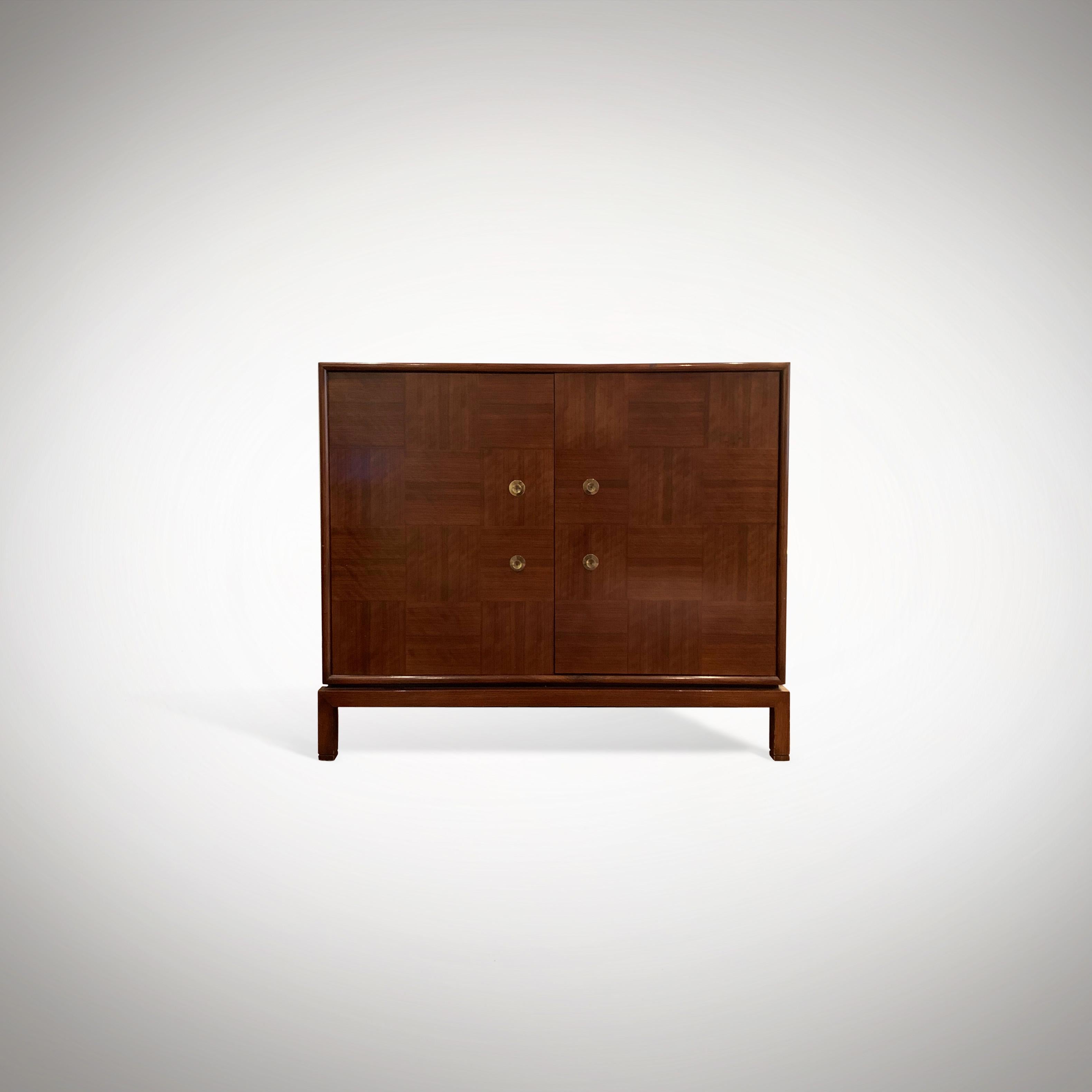 Mission Style Walnut Parquetry Two Door Cabinet by Baker Furniture  2