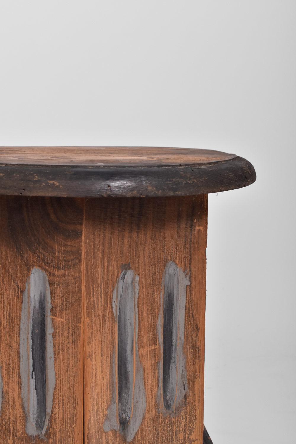 French Wooden patinated column table , 19th c. For Sale
