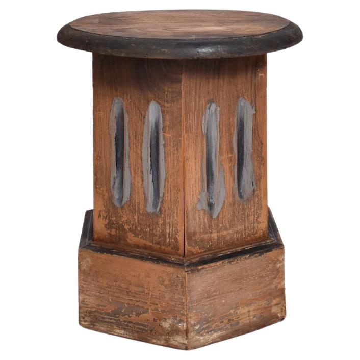 Wooden patinated column table , 19th c.