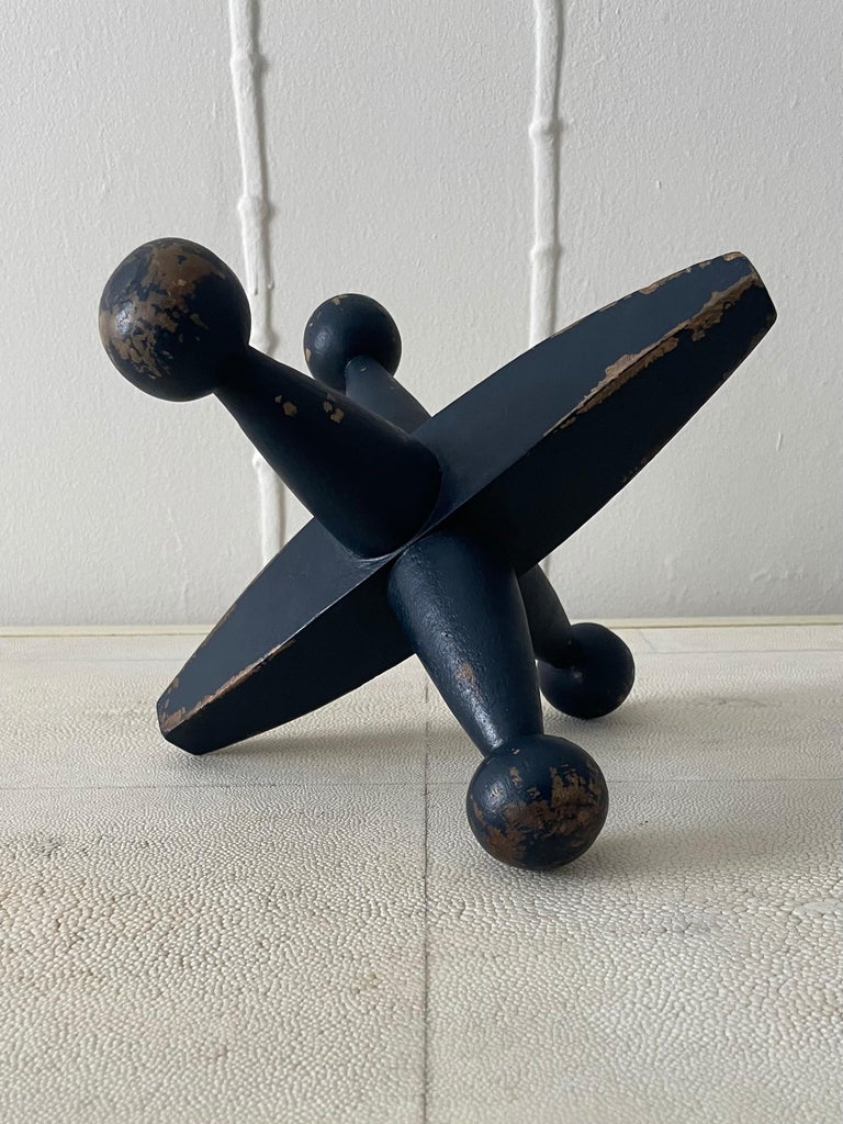 Rustic Jacks Statue Wooden Patinated Folk Art Jack Sculpture Bookend For Sale at 1stDibs
