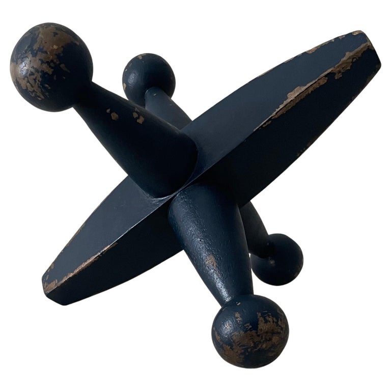 Rustic Jacks Statue Wooden Patinated Folk Art Jack Sculpture Bookend For Sale at 1stDibs