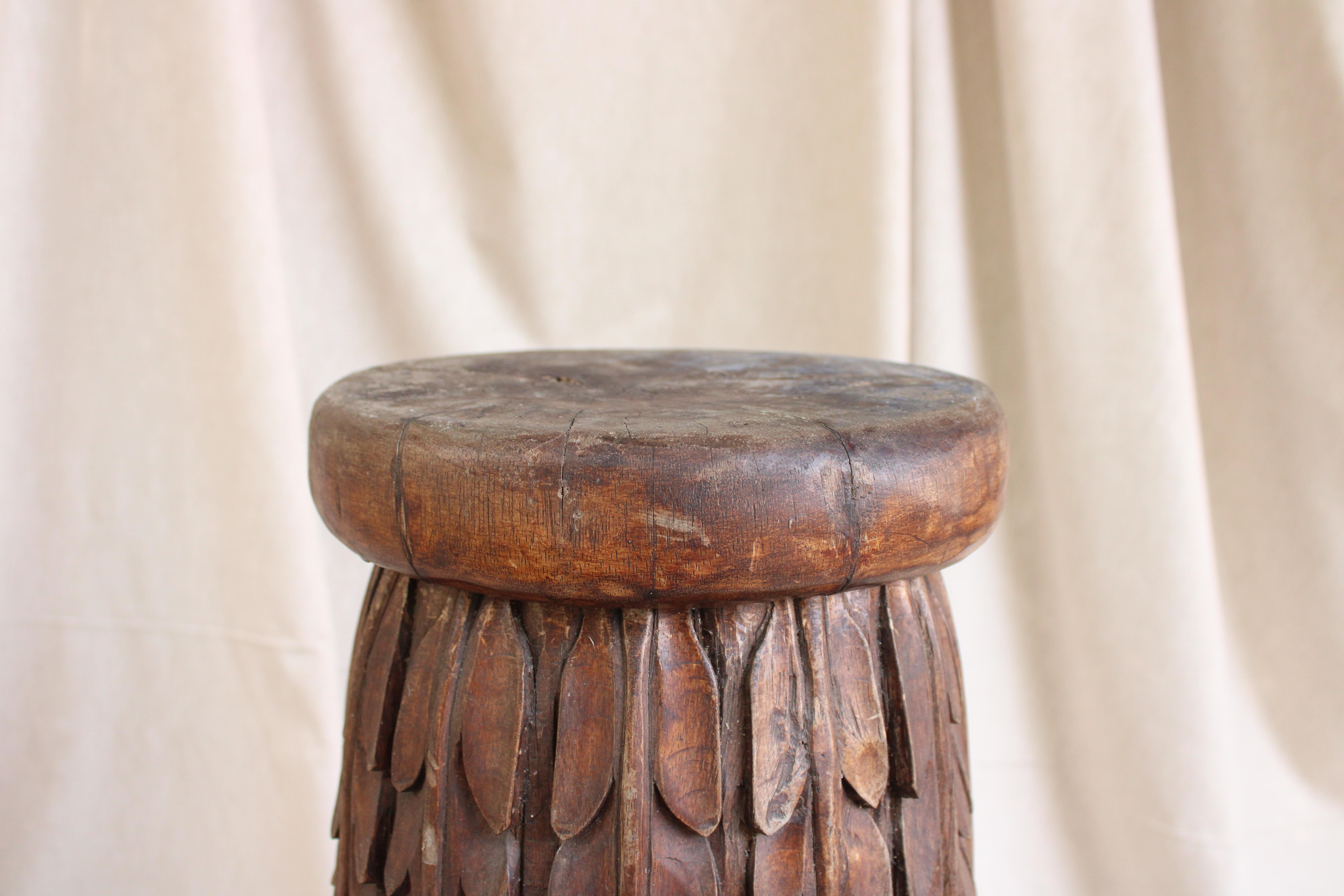 Oak Wooden Pedestal. 19th Century Spain For Sale