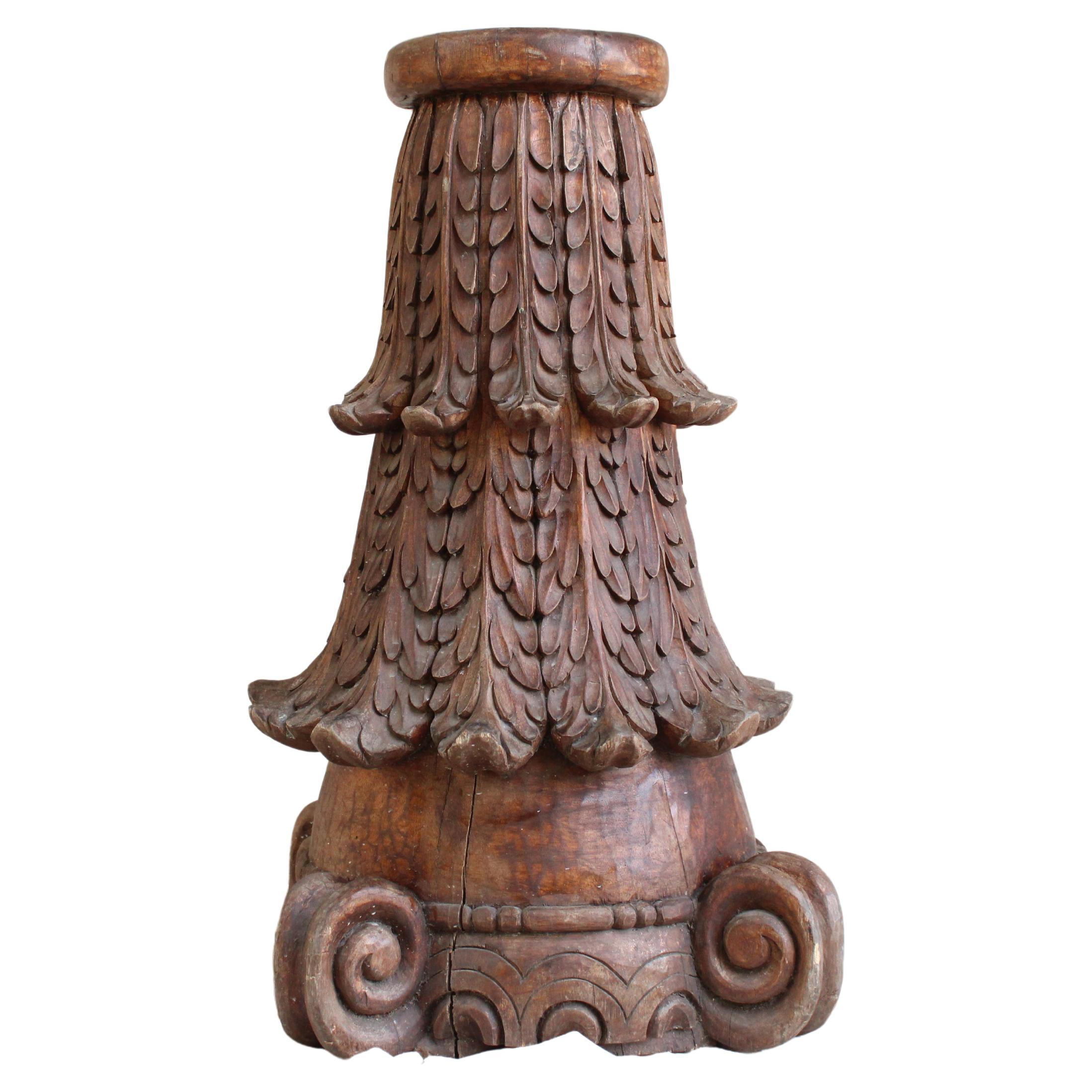 Wooden Pedestal. 19th Century Spain For Sale