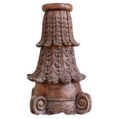 Antique Wooden Pedestal. 19th Century Spain