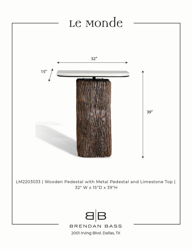 Wooden Pedestal w/ Limestone Top 1