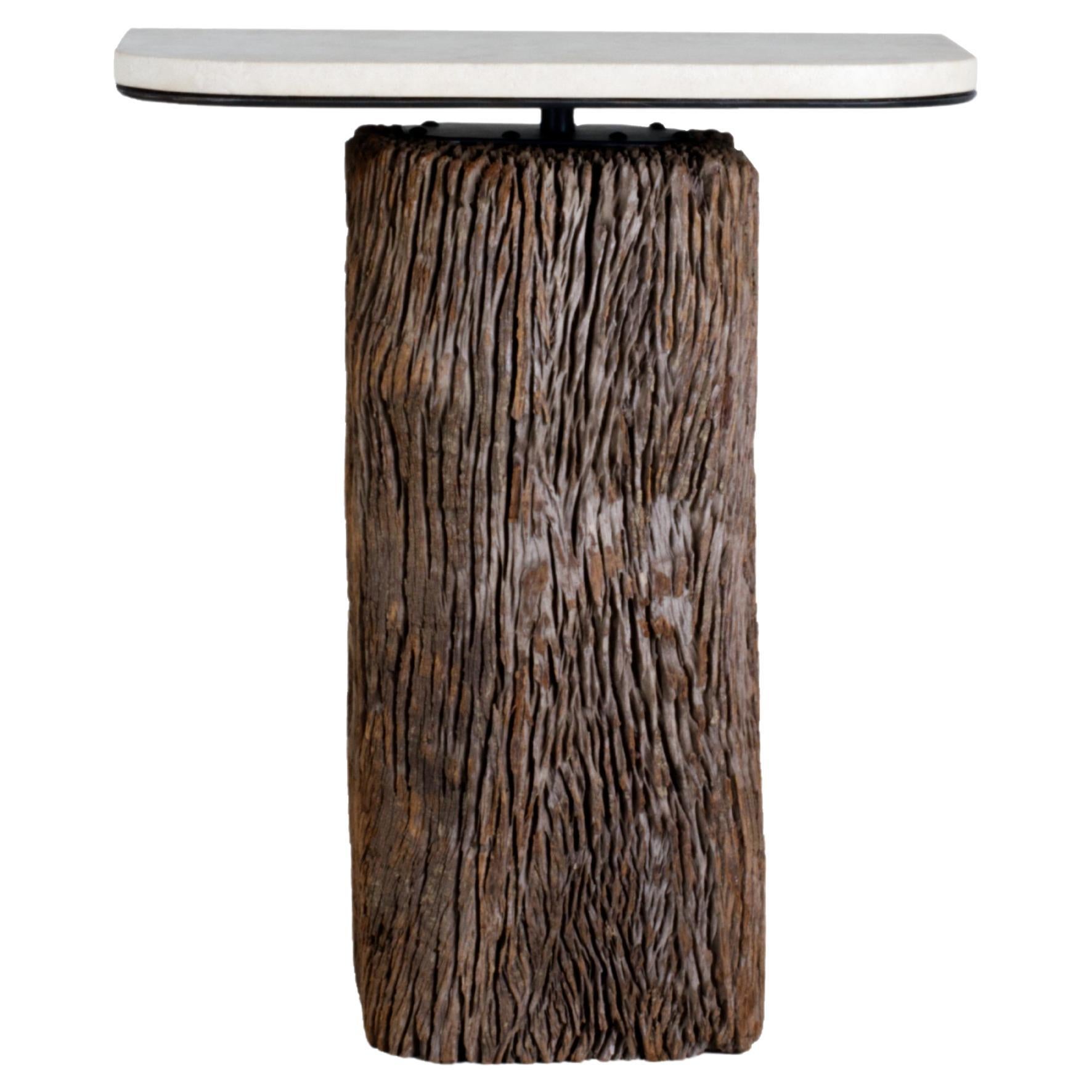 Wooden Pedestal w/ Limestone Top