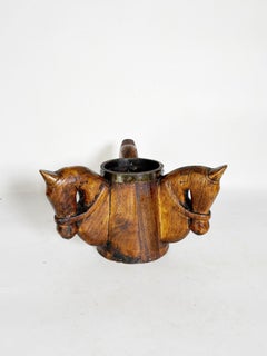 Wooden pen holder with horse heads, France, 1960
