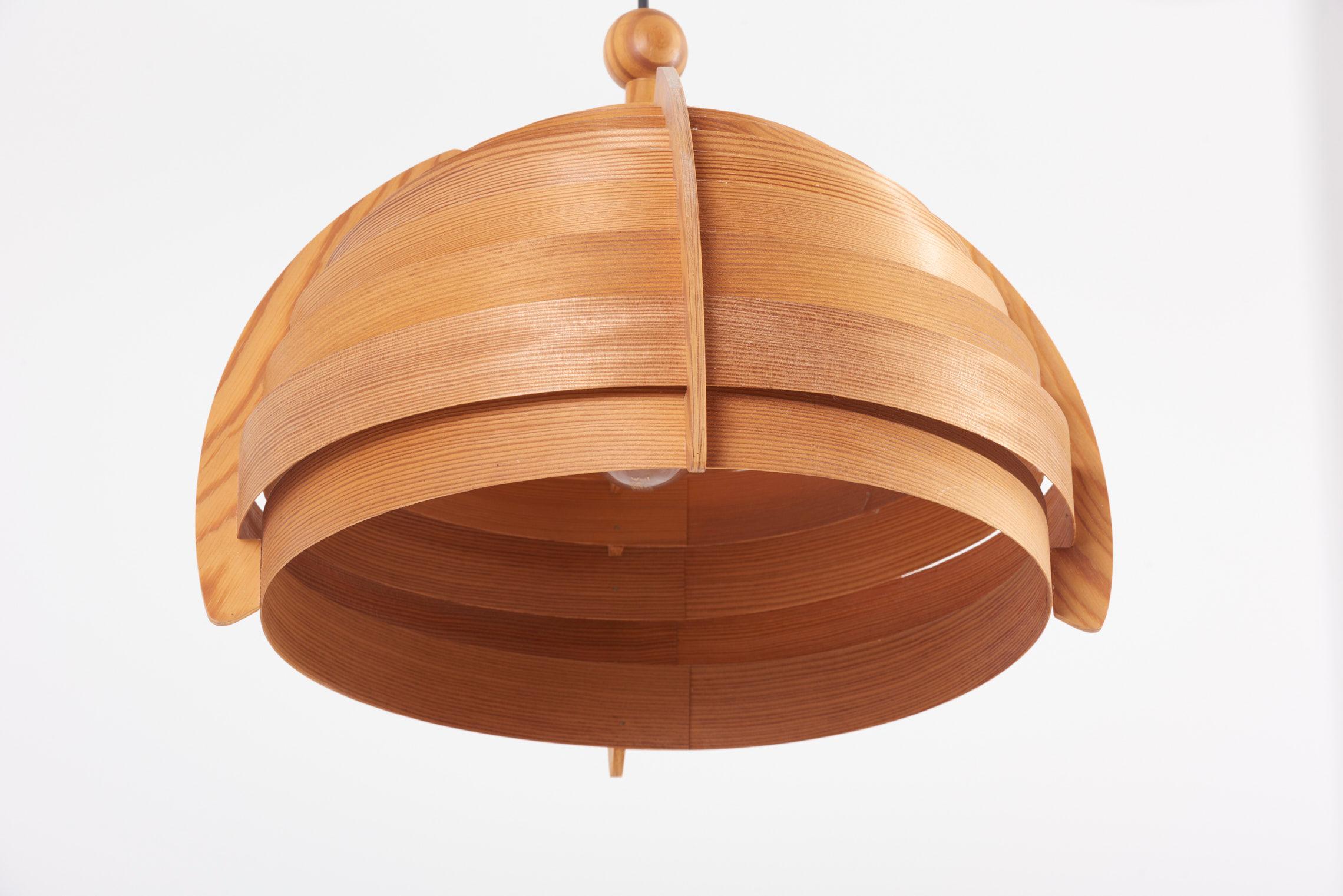 Scandinavian Modern Wooden Pendant Lamp by Hans-Agne Jakobsson for AB Ellysett Markaryd, Sweden