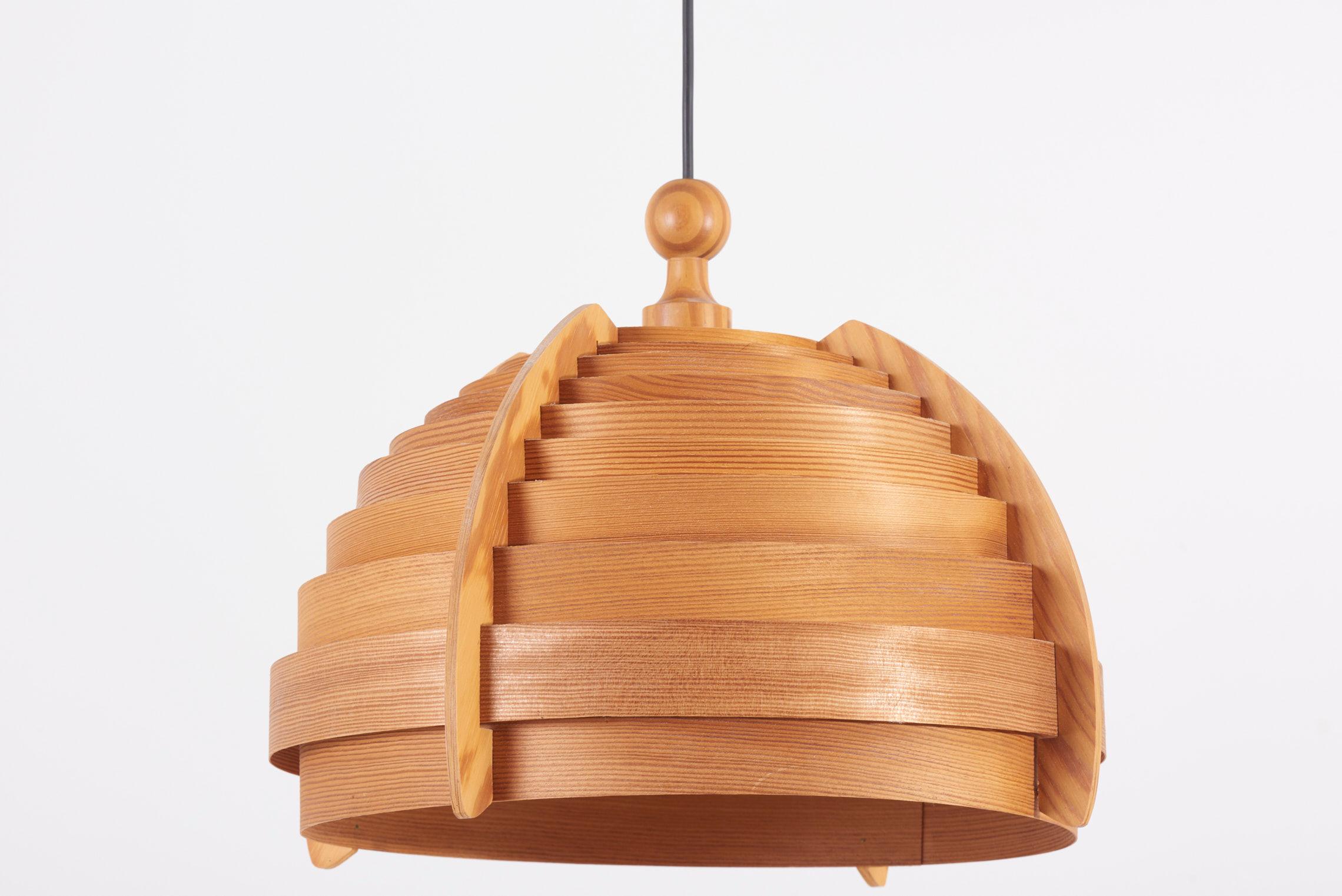 Swedish Wooden Pendant Lamp by Hans-Agne Jakobsson for AB Ellysett Markaryd, Sweden
