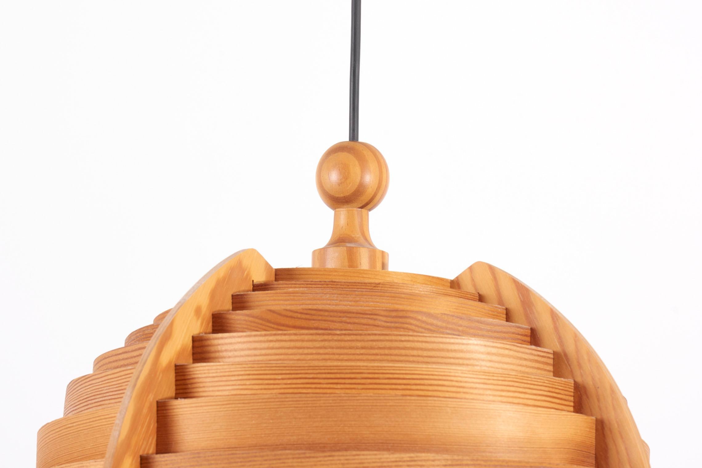 Wooden Pendant Lamp by Hans-Agne Jakobsson for AB Ellysett Markaryd, Sweden In Good Condition In Berlin, DE