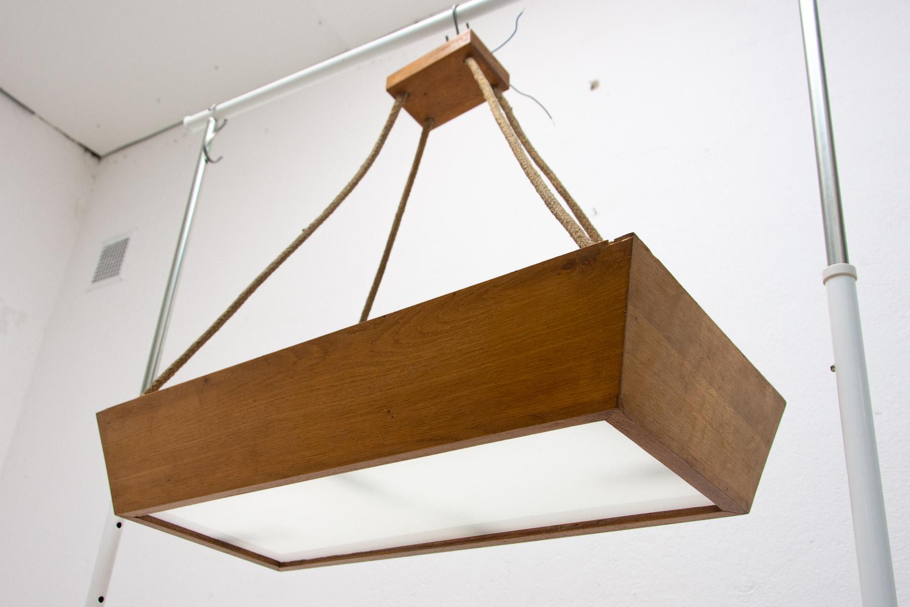 Mid-Century Modern Wooden Pendant Lamp by Krásná Jizba, 1950´S, Czechoslovakia