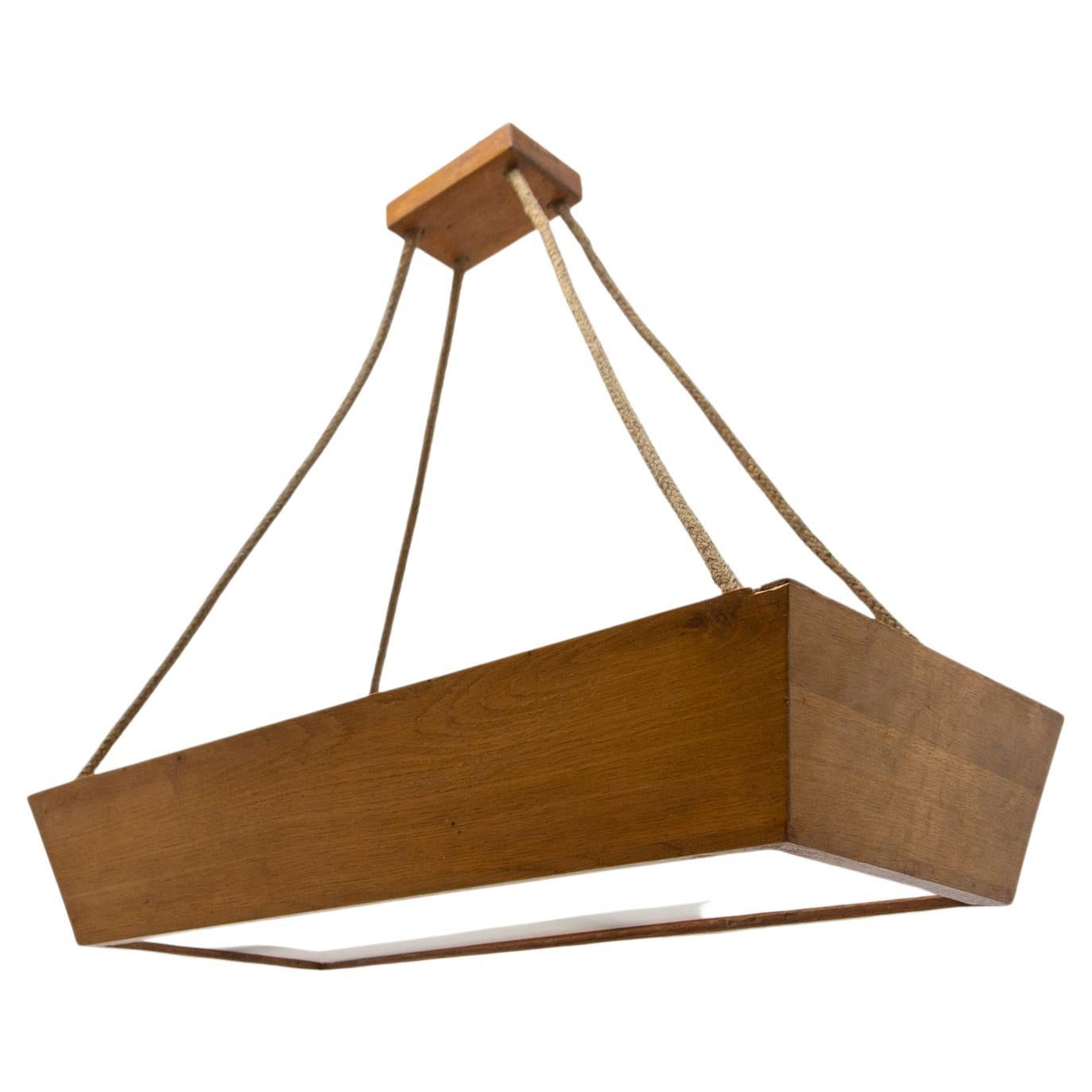 Wooden Pendant Lamp by Krásná Jizba, 1950´S, Czechoslovakia