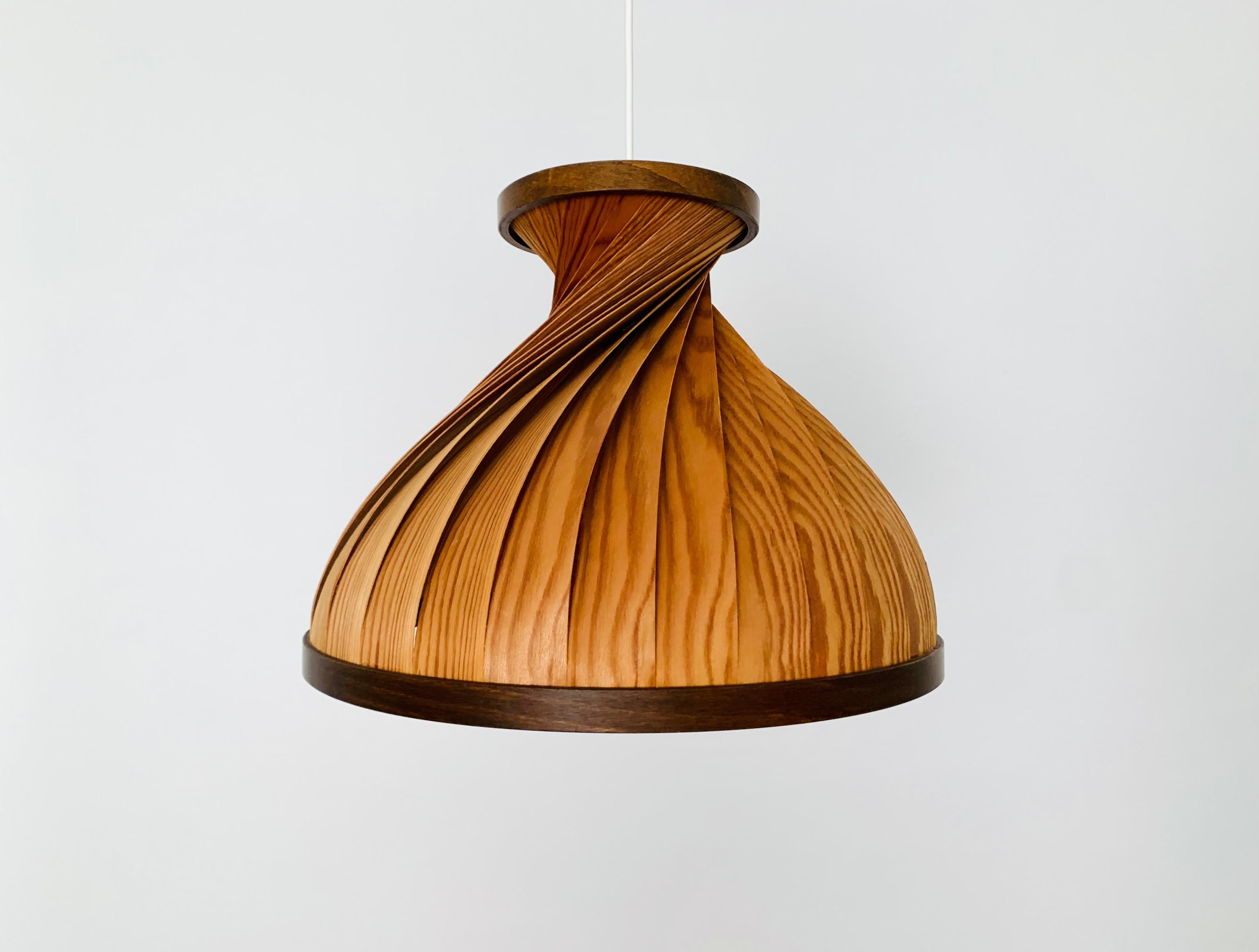 Scandinavian Modern Wooden Pendant Lamp For Sale