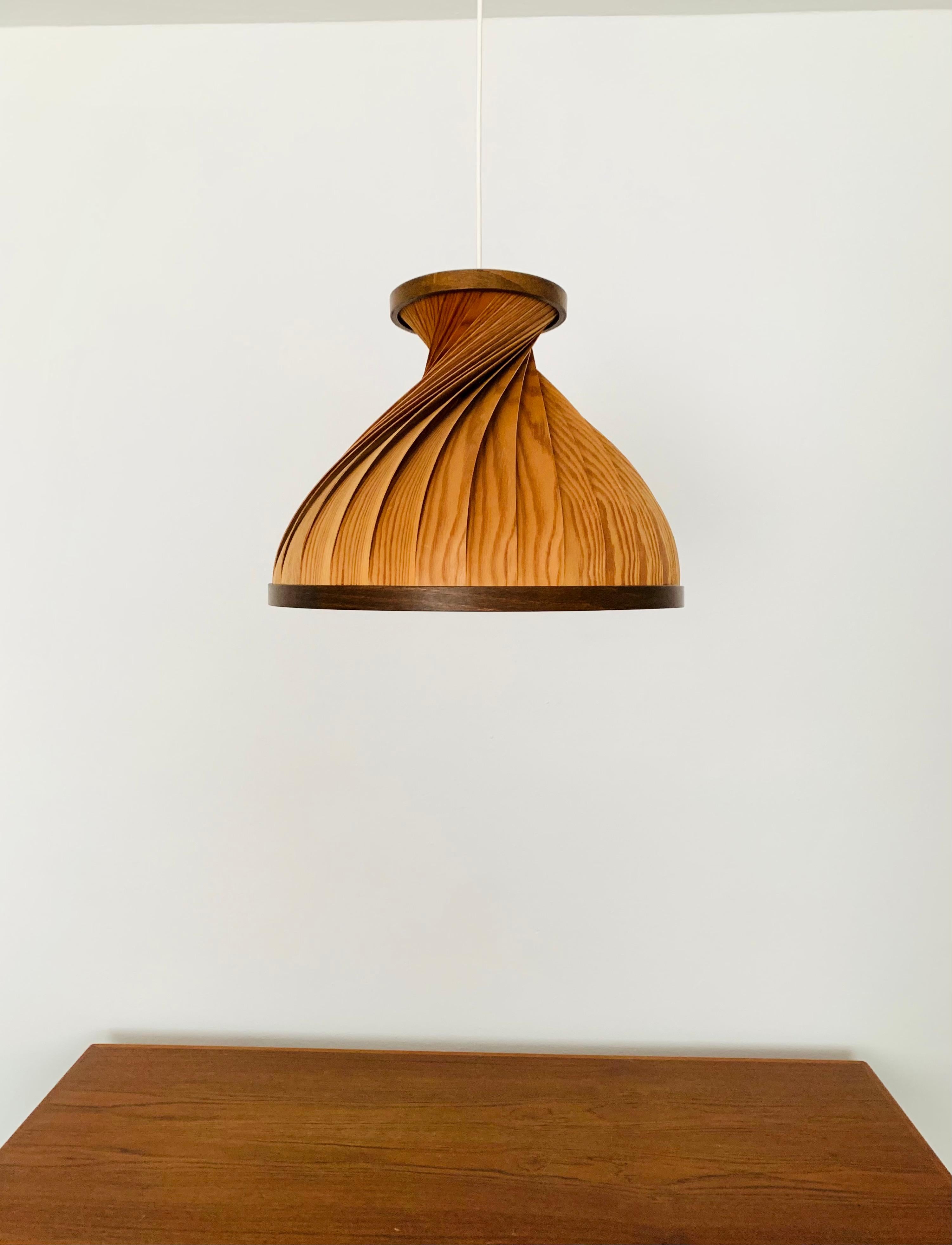 Mid-20th Century Wooden Pendant Lamp For Sale