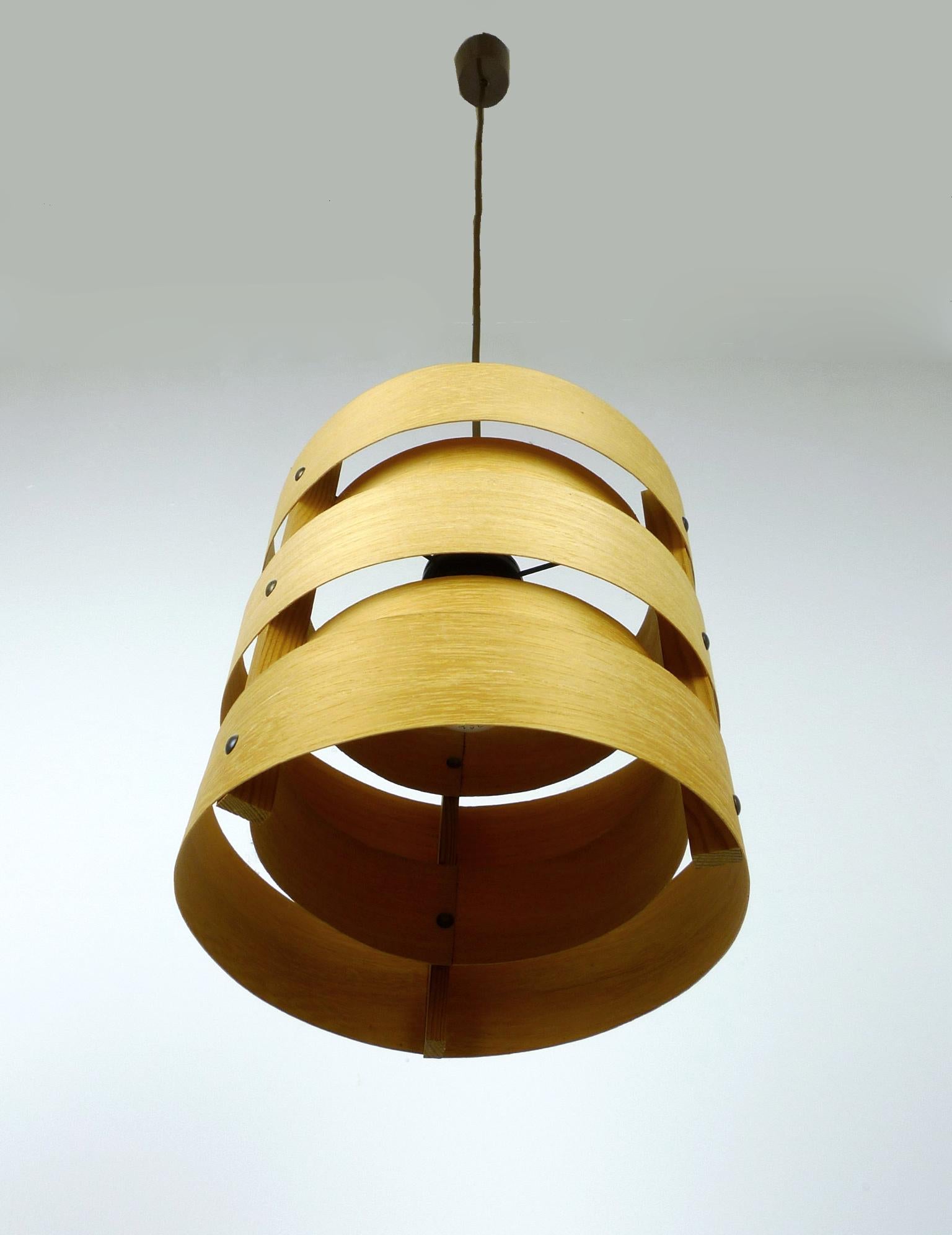 Mid-Century Modern Wooden Pendant Light from Zicoli, Germany, 1970s For Sale