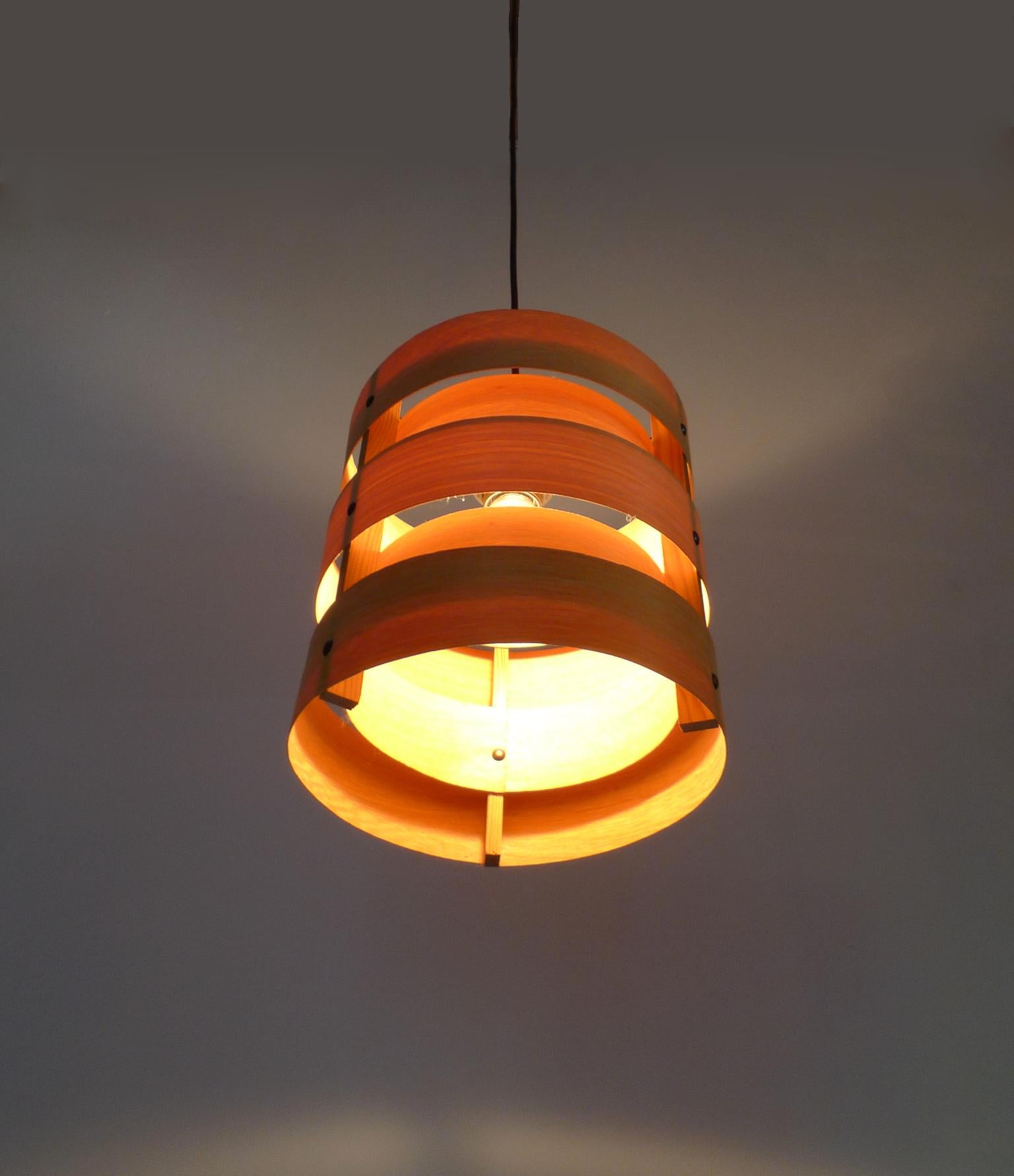 Wooden Pendant Light from Zicoli, Germany, 1970s For Sale 1