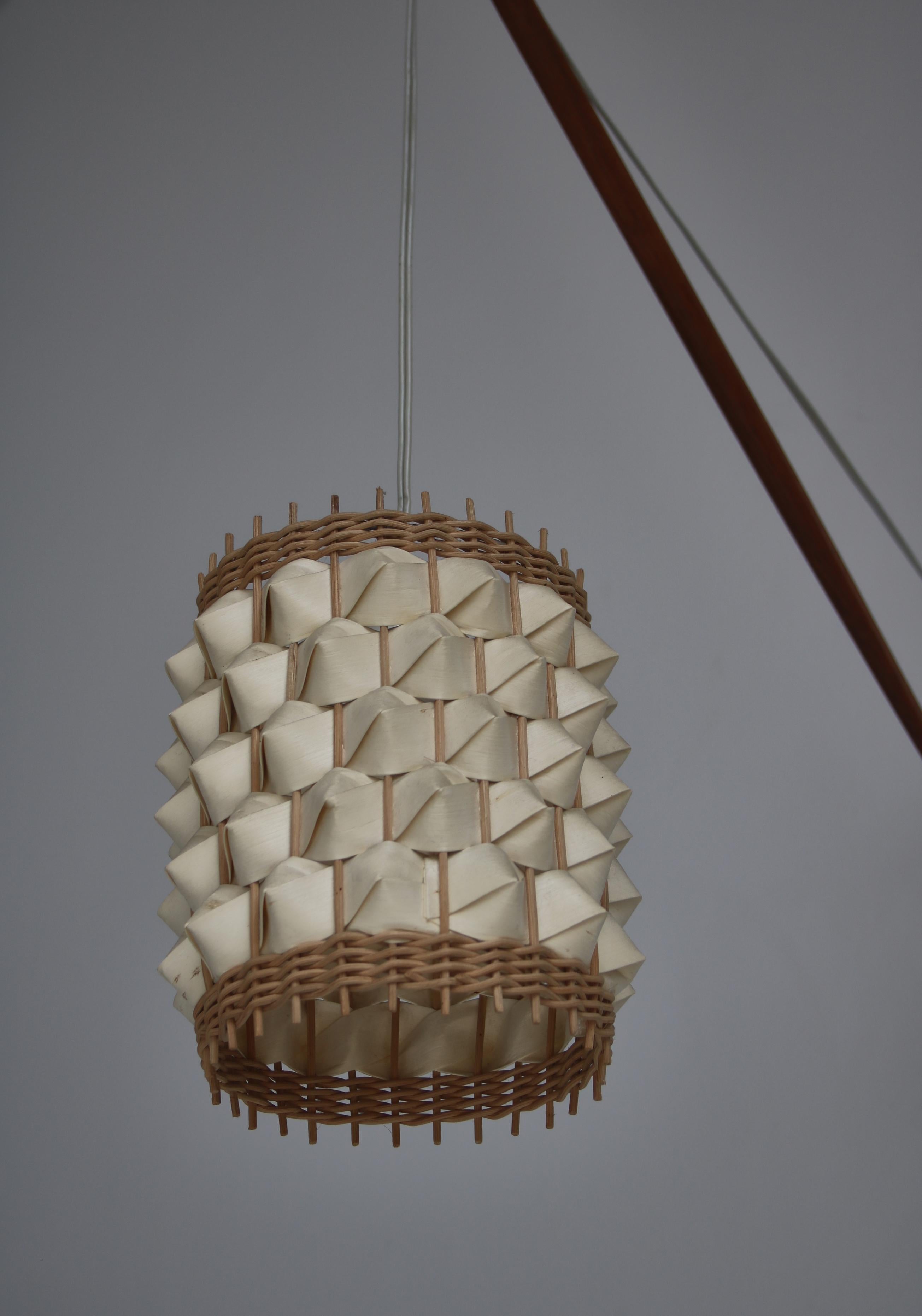 Wooden Pendant Wall Lamp by Louis Poulsen, 1960s Scandinavian Modern In Good Condition In Odense, DK