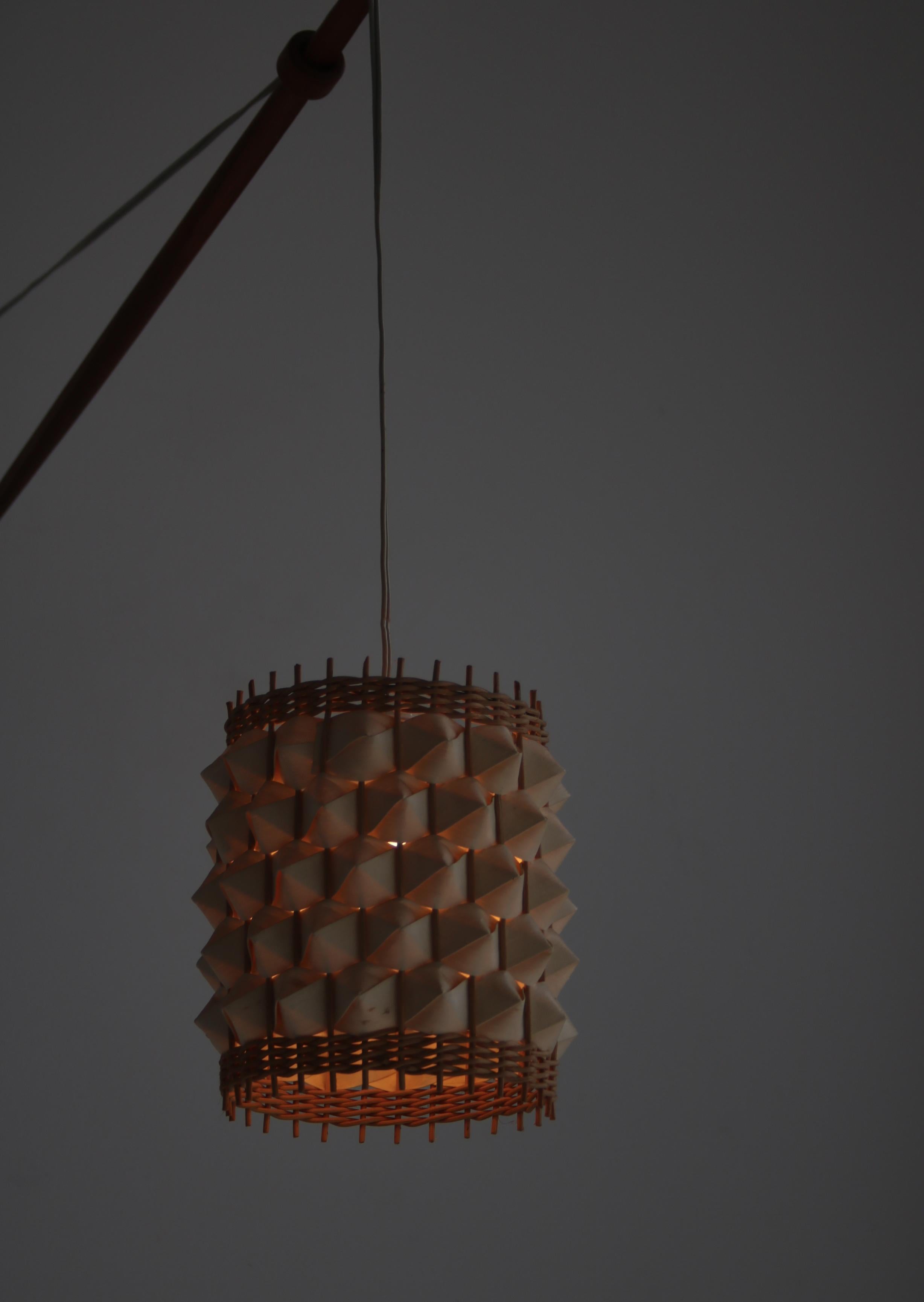 Oak Wooden Pendant Wall Lamp by Louis Poulsen, 1960s Scandinavian Modern