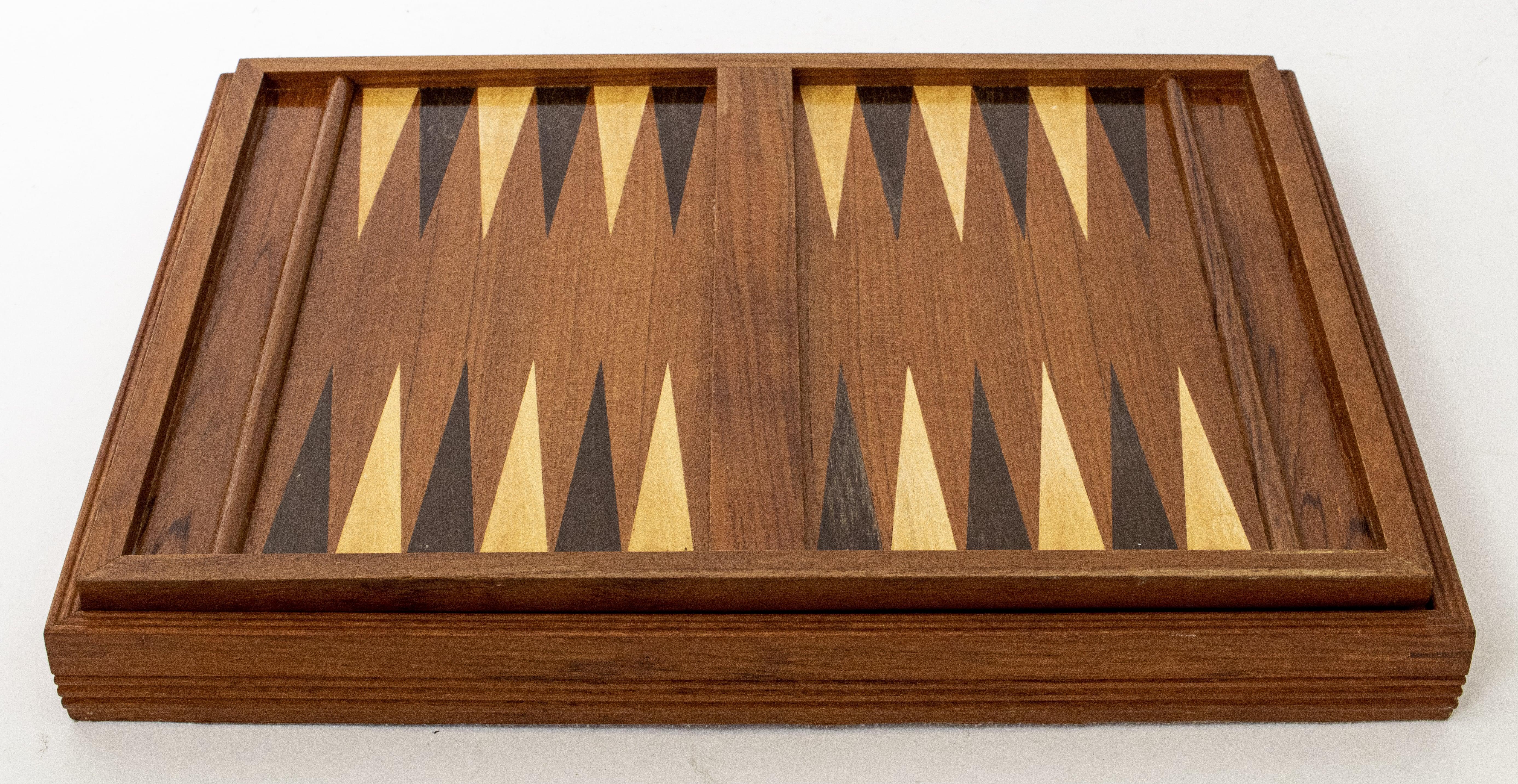 Late 20th Century Wooden Pierre Cardin Chess Set and Backgammon Board