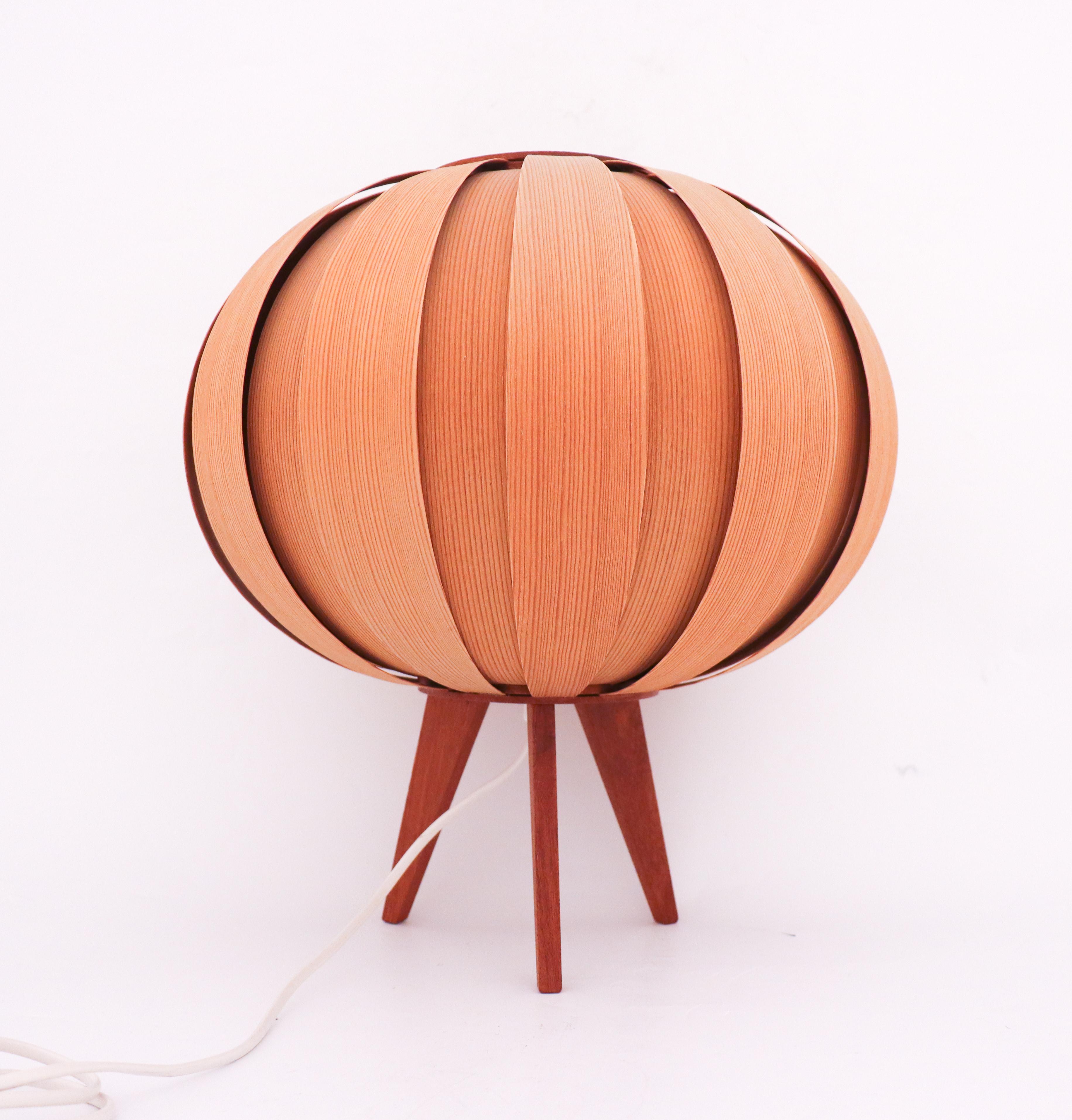 Mid-Century Modern Wooden Pine Table Lamp Hans-Agne Jakobsson, Scandinavian Modern For Sale