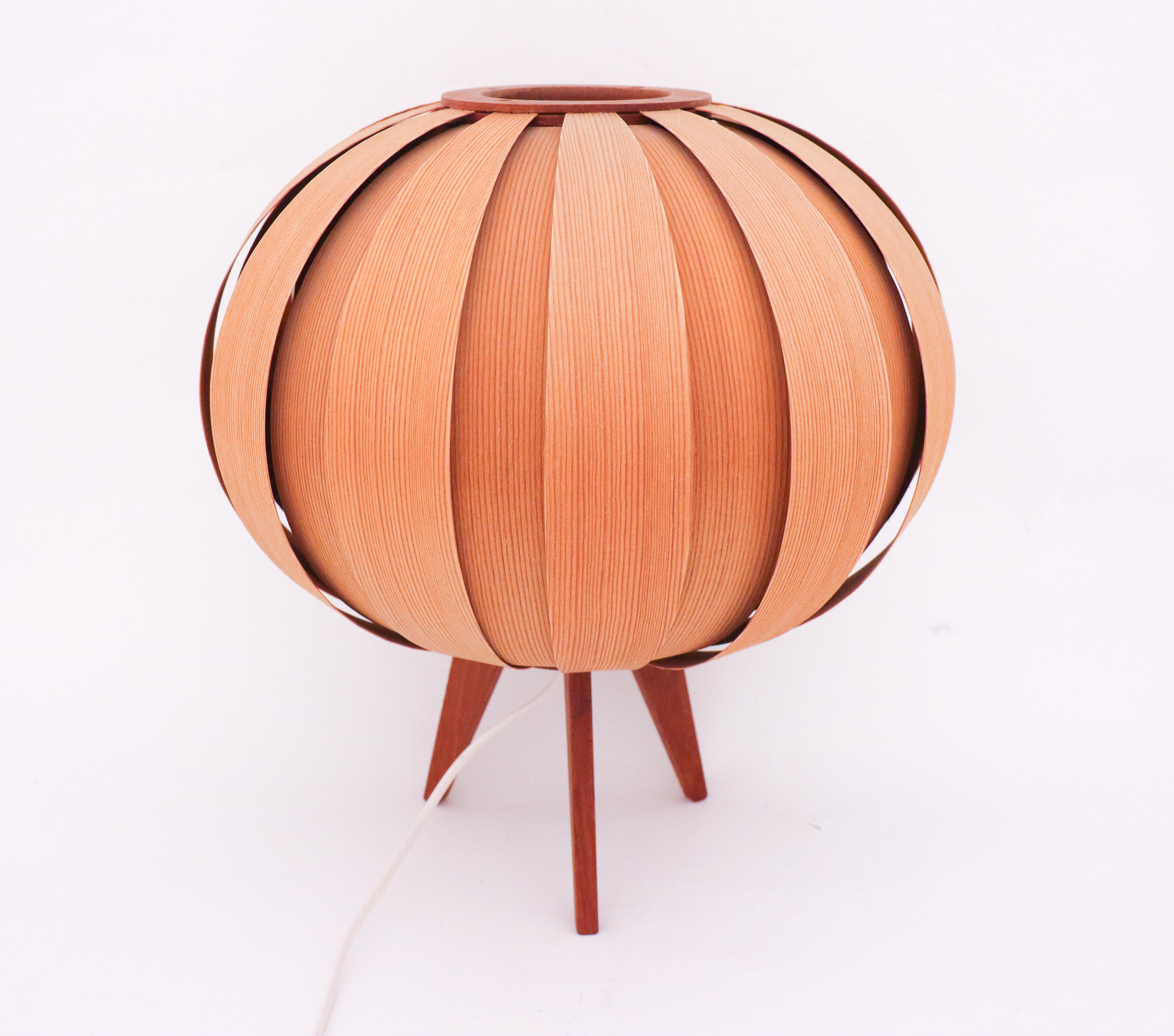 Swedish Wooden Pine Table Lamp Hans-Agne Jakobsson, Scandinavian Modern For Sale