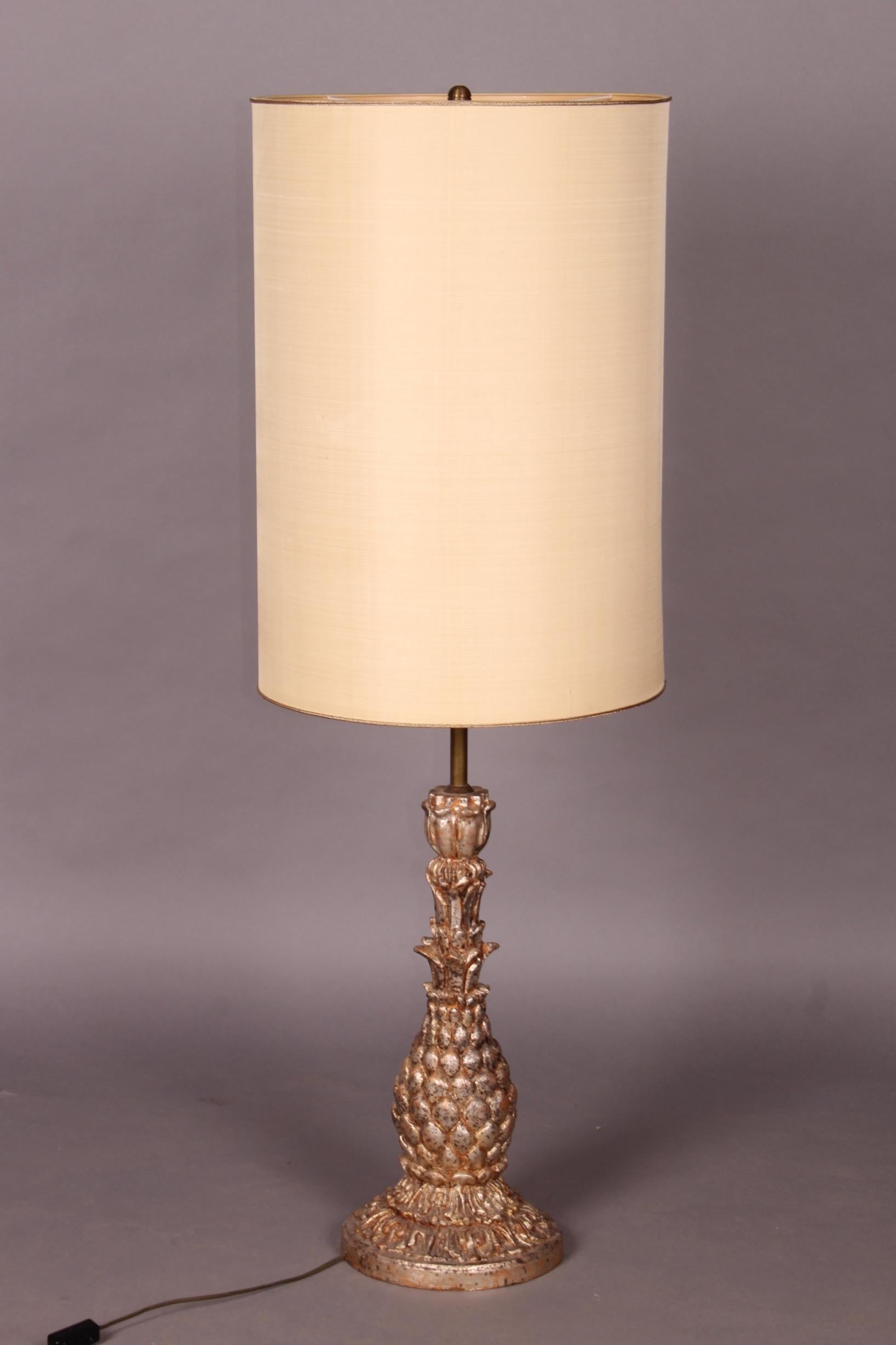 Wooden pineapple lamp.