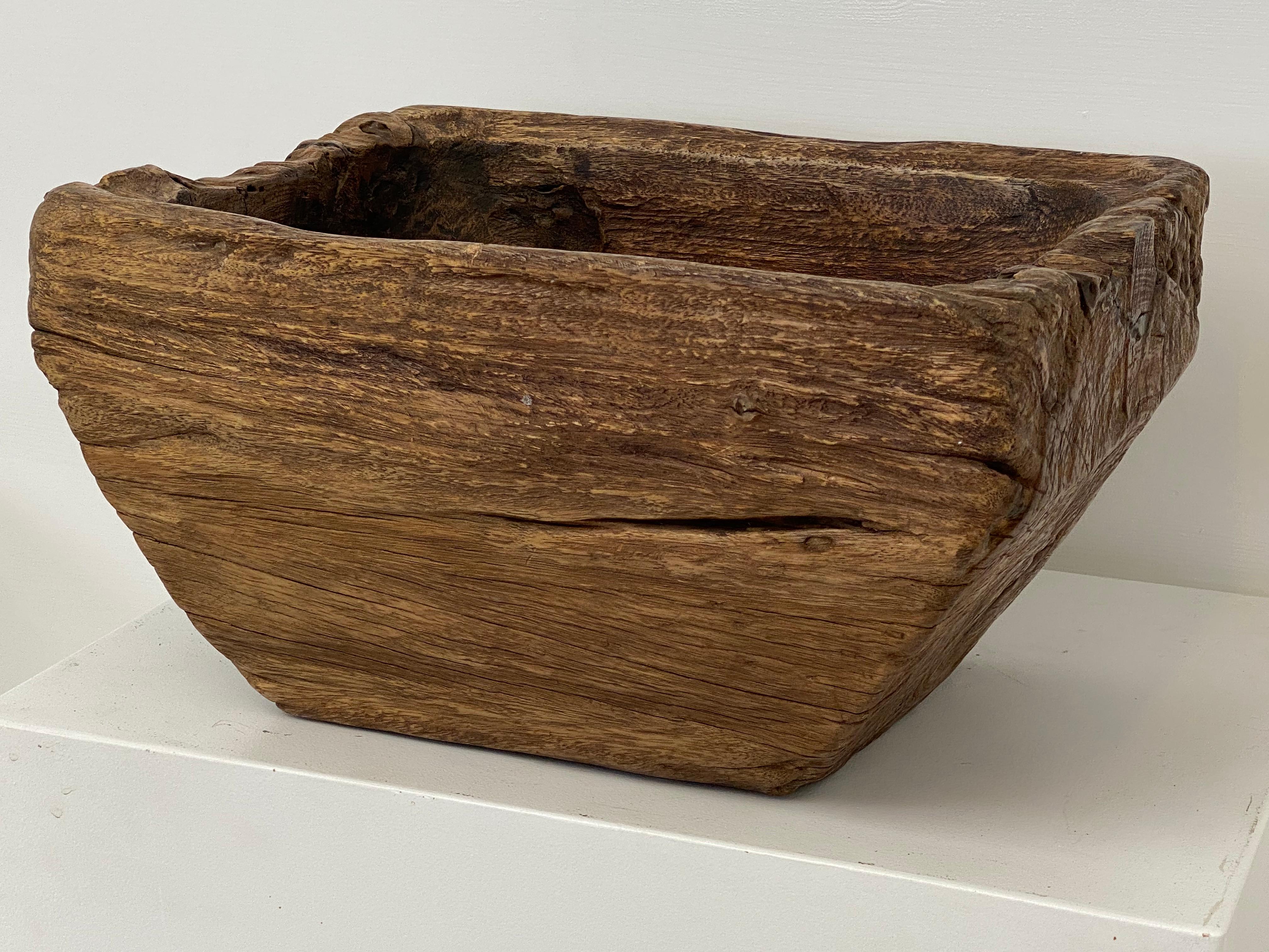 Patinated Wooden Planter For Sale