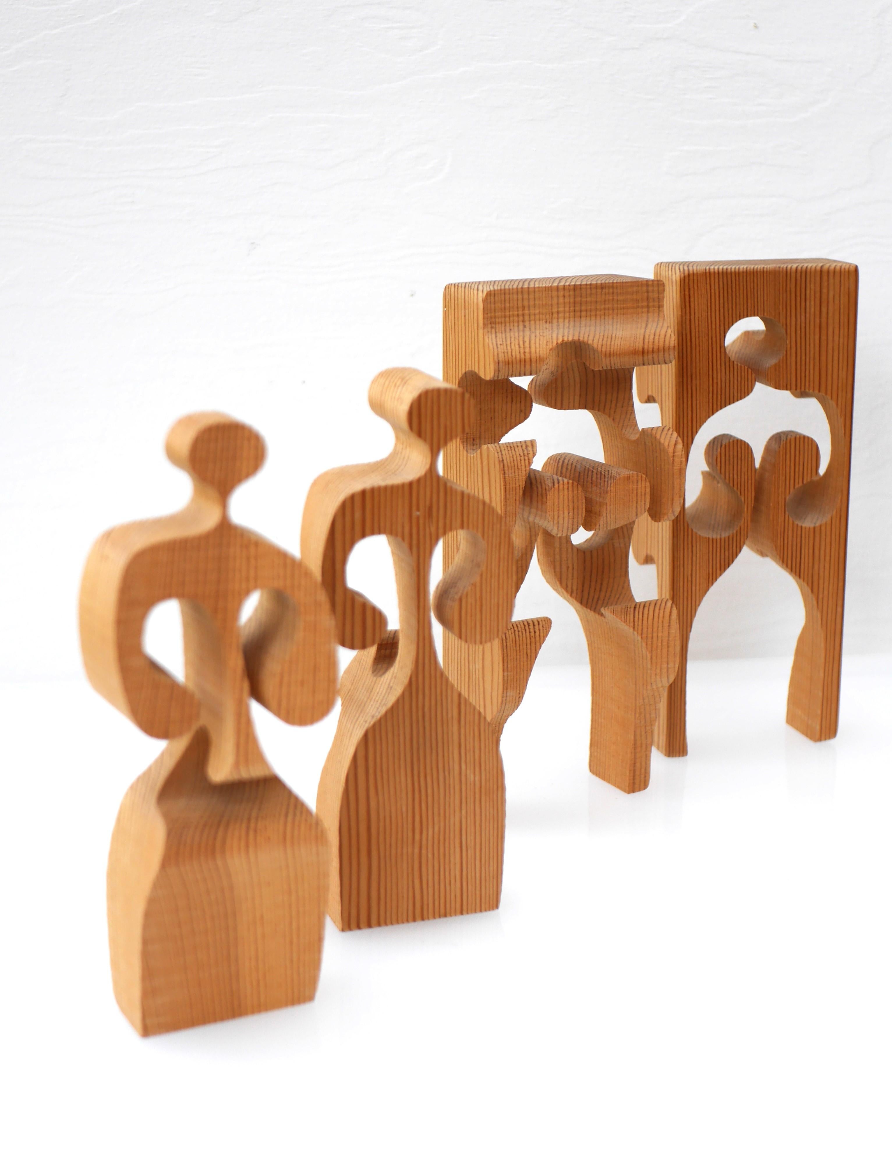 Wooden Puzzle Sculpture by Gunnar Kanevad for Gamla Linköping Sweden, 1962 For Sale 3