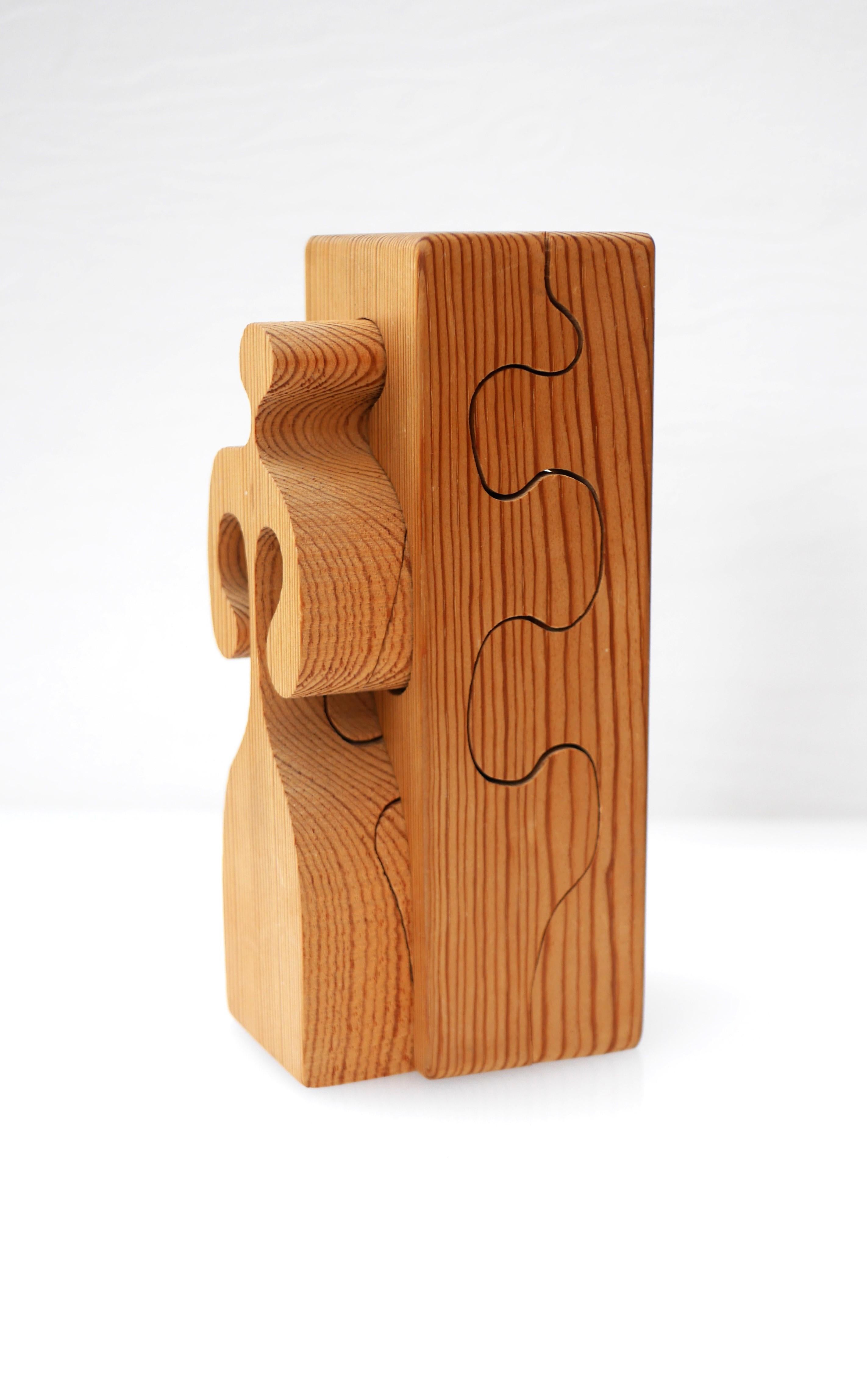 Wooden Puzzle Sculpture by Gunnar Kanevad for Gamla Linköping Sweden, 1962 For Sale 6