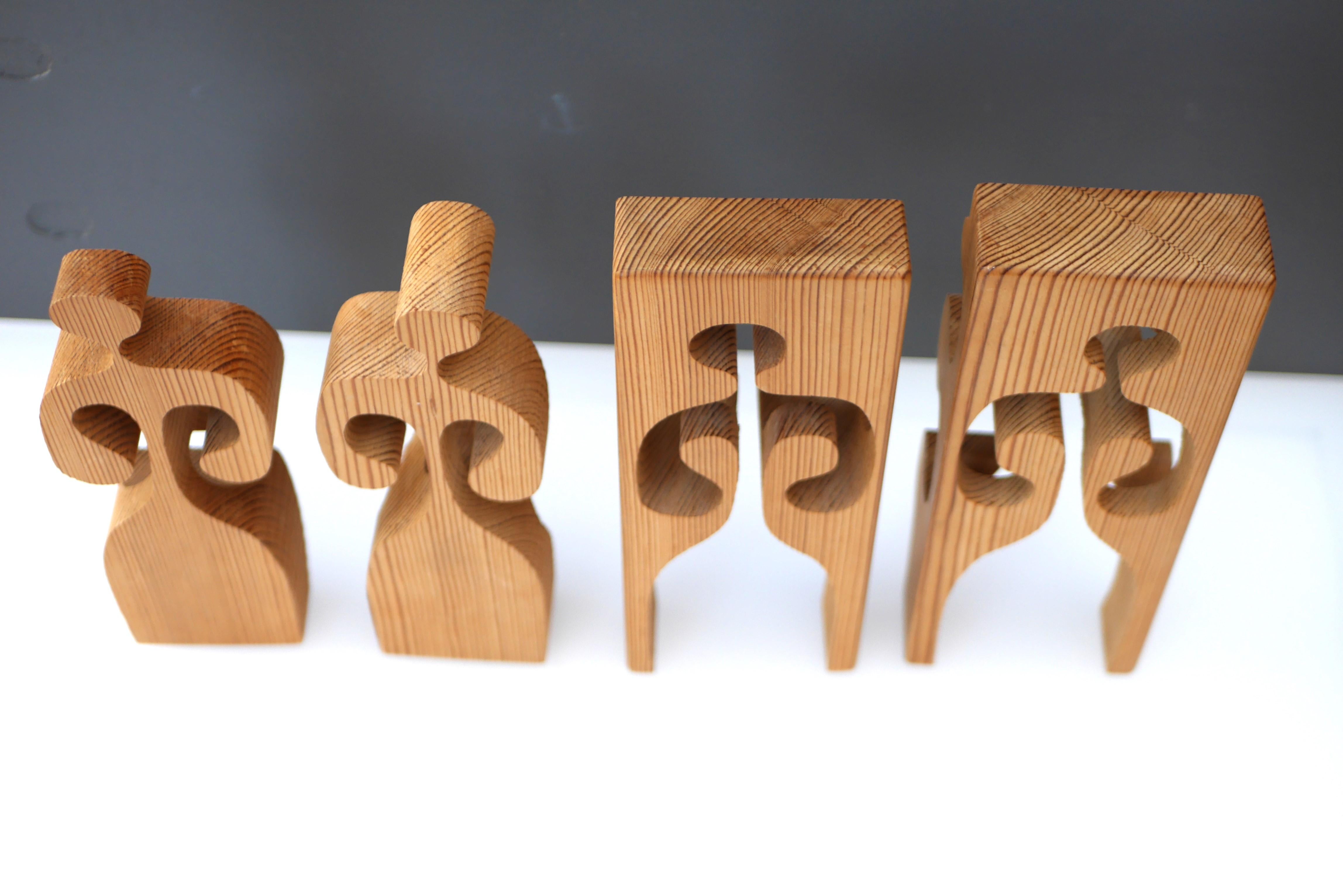 Hand-Crafted Wooden Puzzle Sculpture by Gunnar Kanevad for Gamla Linköping Sweden, 1962 For Sale