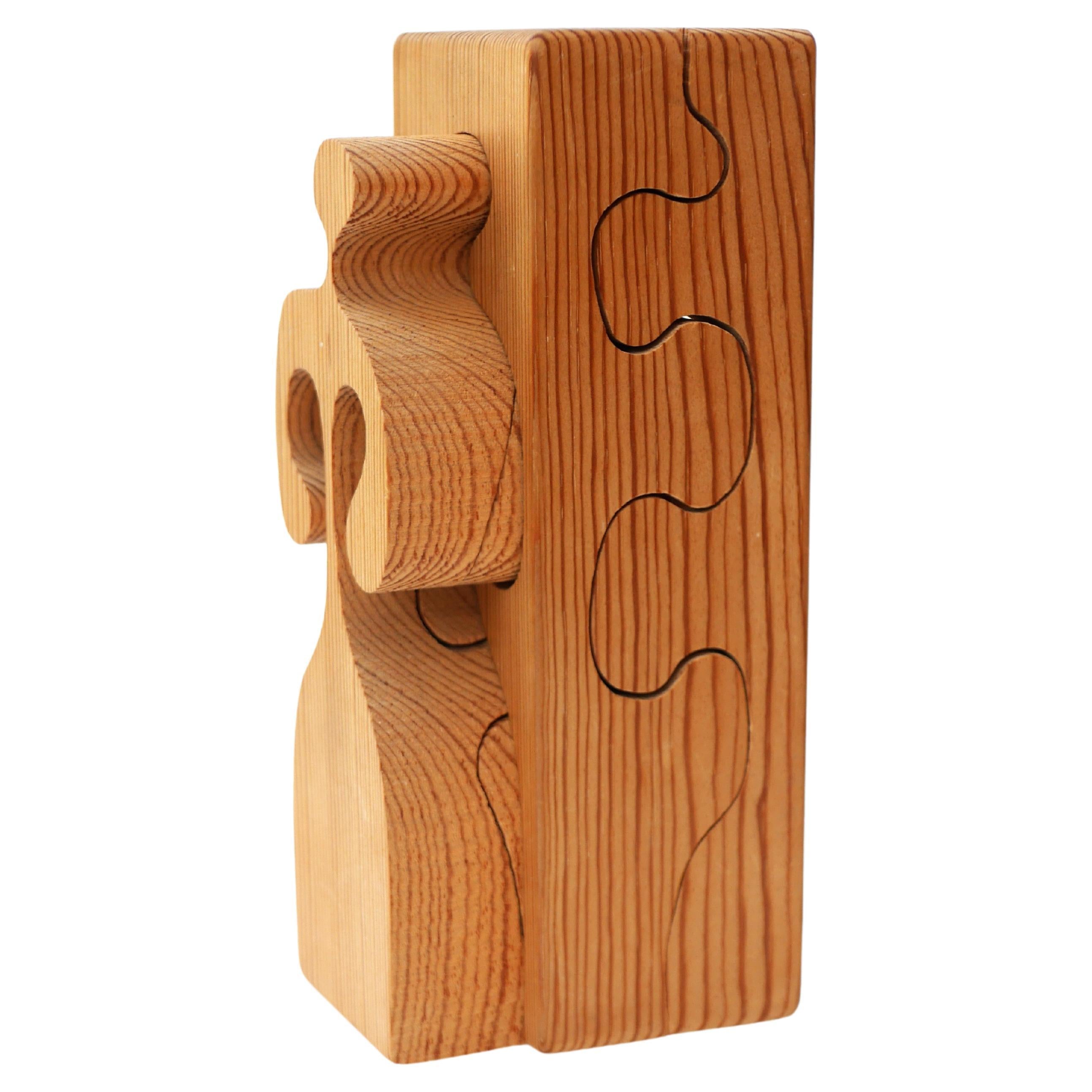Wooden Puzzle Sculpture by Gunnar Kanevad for Gamla Linköping Sweden, 1962 For Sale