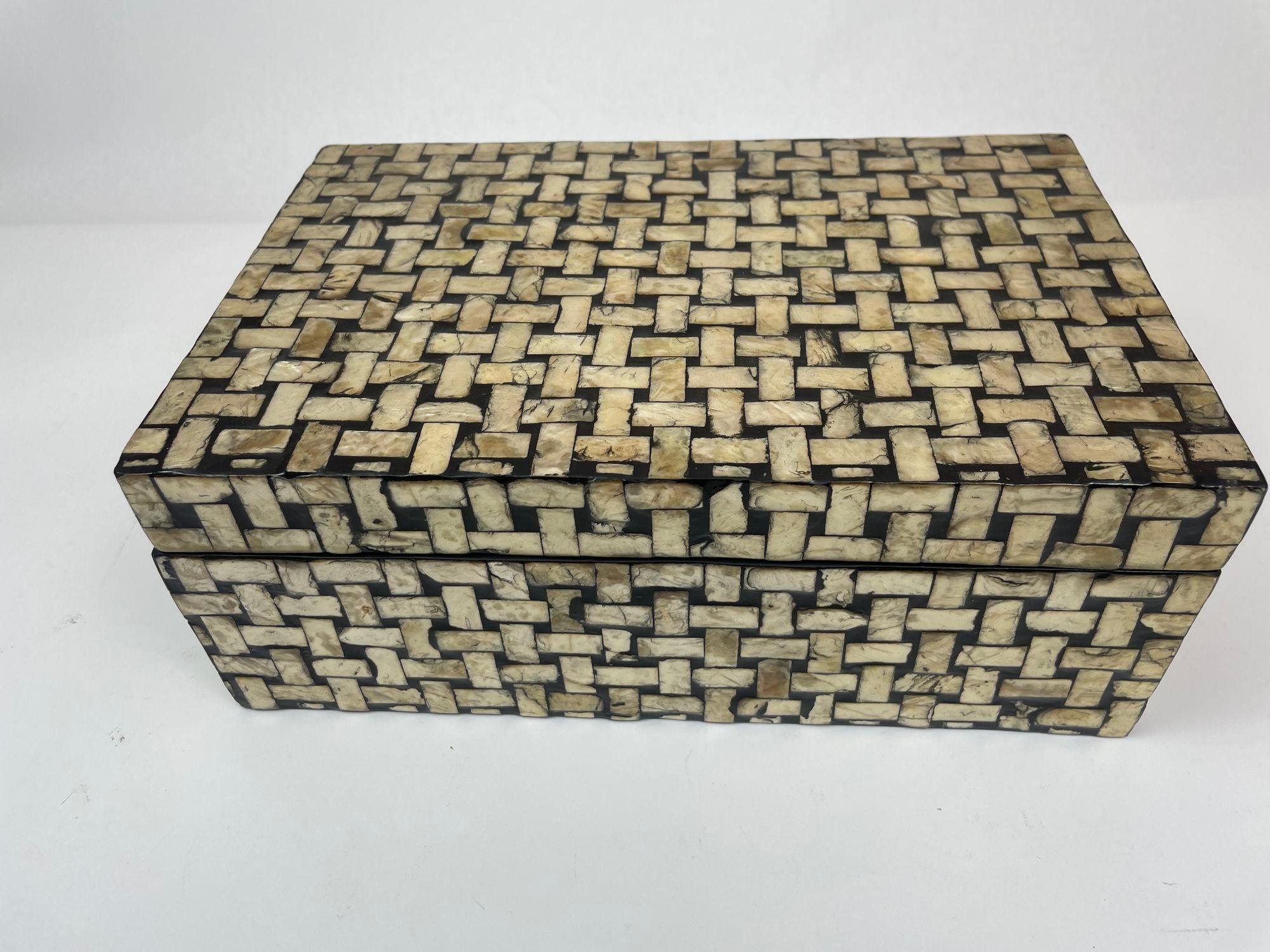 Moorish Wooden Rectangle Box Covered in Abalone Shell