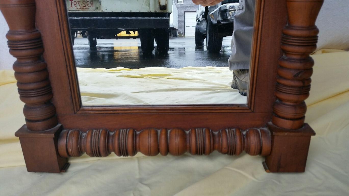 Wooden Rectangular Mirror with Mantel Top In Good Condition In Nantucket, MA