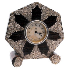 Wooden regulator clock with silver applications by Haller-ag