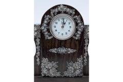 Wooden regulator clock with silver applications