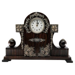 Wooden regulator clock with silver applications