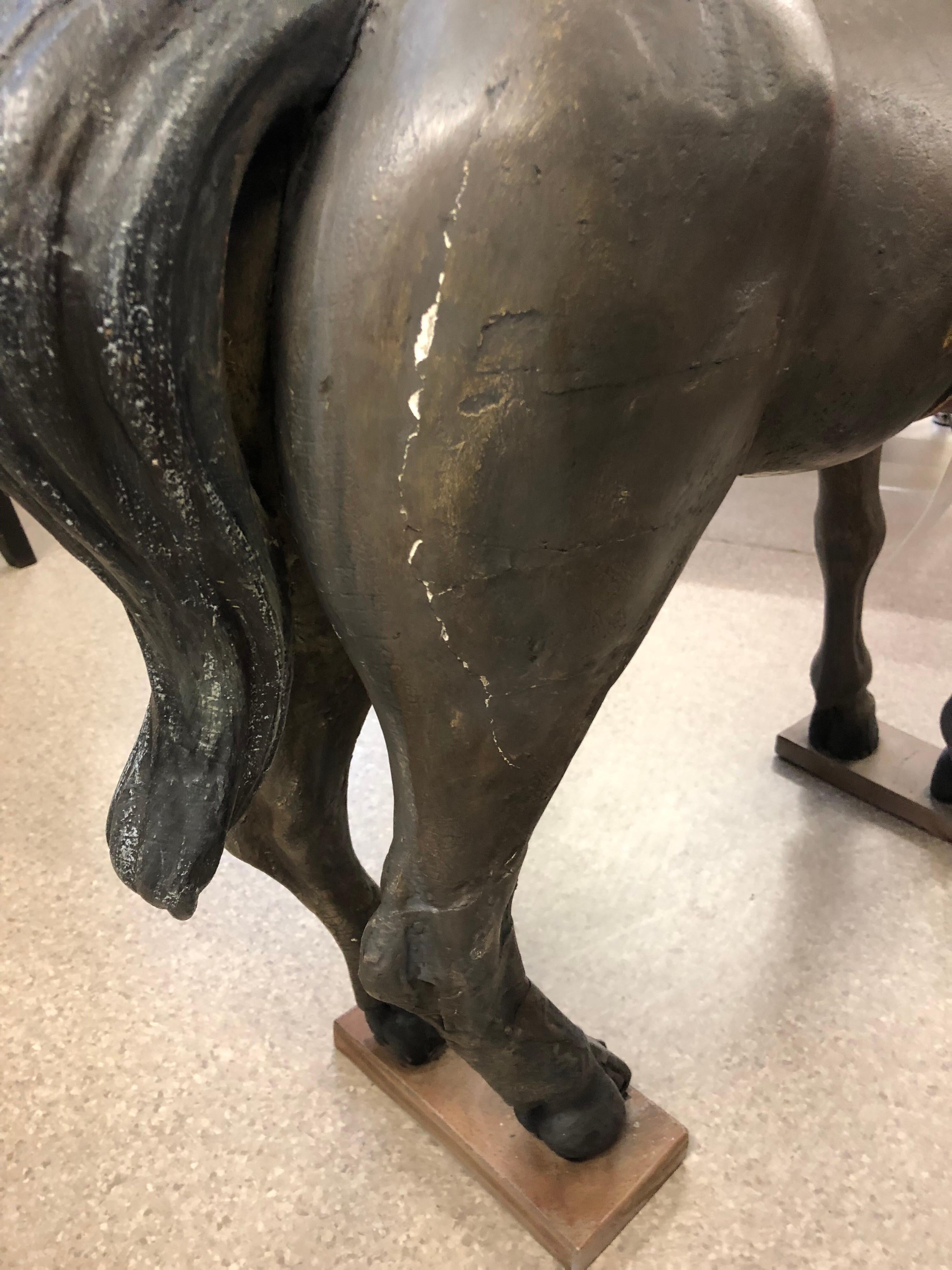 Wooden Rocking Standing Grey Horse Leather Leash, 19th Century In Good Condition In Sofia, BG