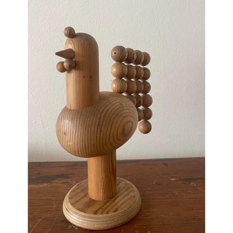 Modernist Rooster Sculpture 1970s by Kaija Aarikka for AarikkaMade in Finland  Missing a couple “feathers” on head.
