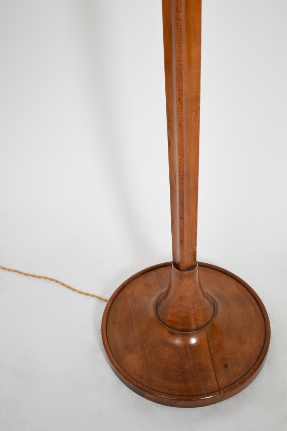 Swedish Wooden round base floor lamp, 1940s