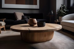 Wooden Round Coffee Table, Fishes Series 15 by Joel Escalona